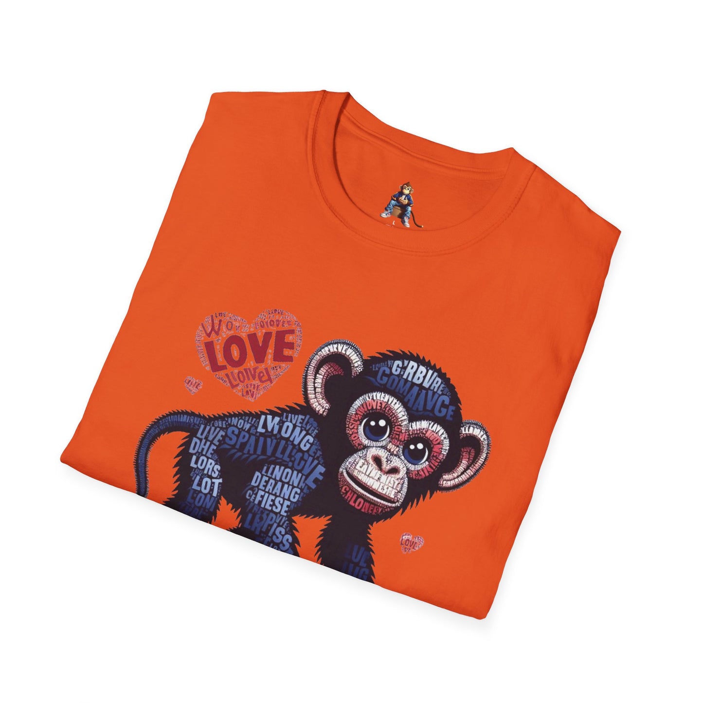T-Shirt Love Monkey - Cool, Stylish & Trendy Unisex Softstyle Tee for Casual Wear, Perfect Gift for Friends and Family