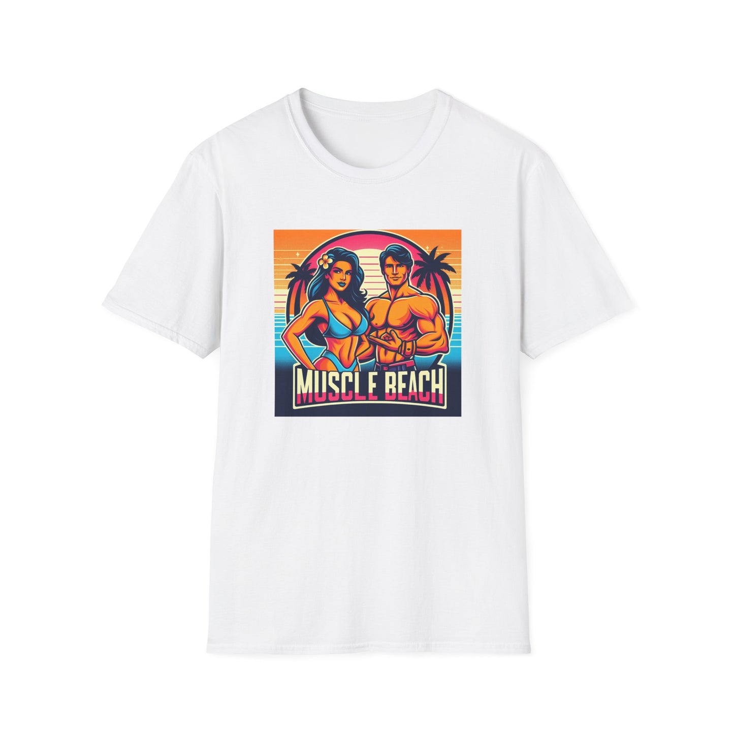 Muscle Beach T-Shirt, Vintage-Inspired Fitness Tee, Perfect for Gym Enthusiasts, Unique Bodybuilding Gift Idea