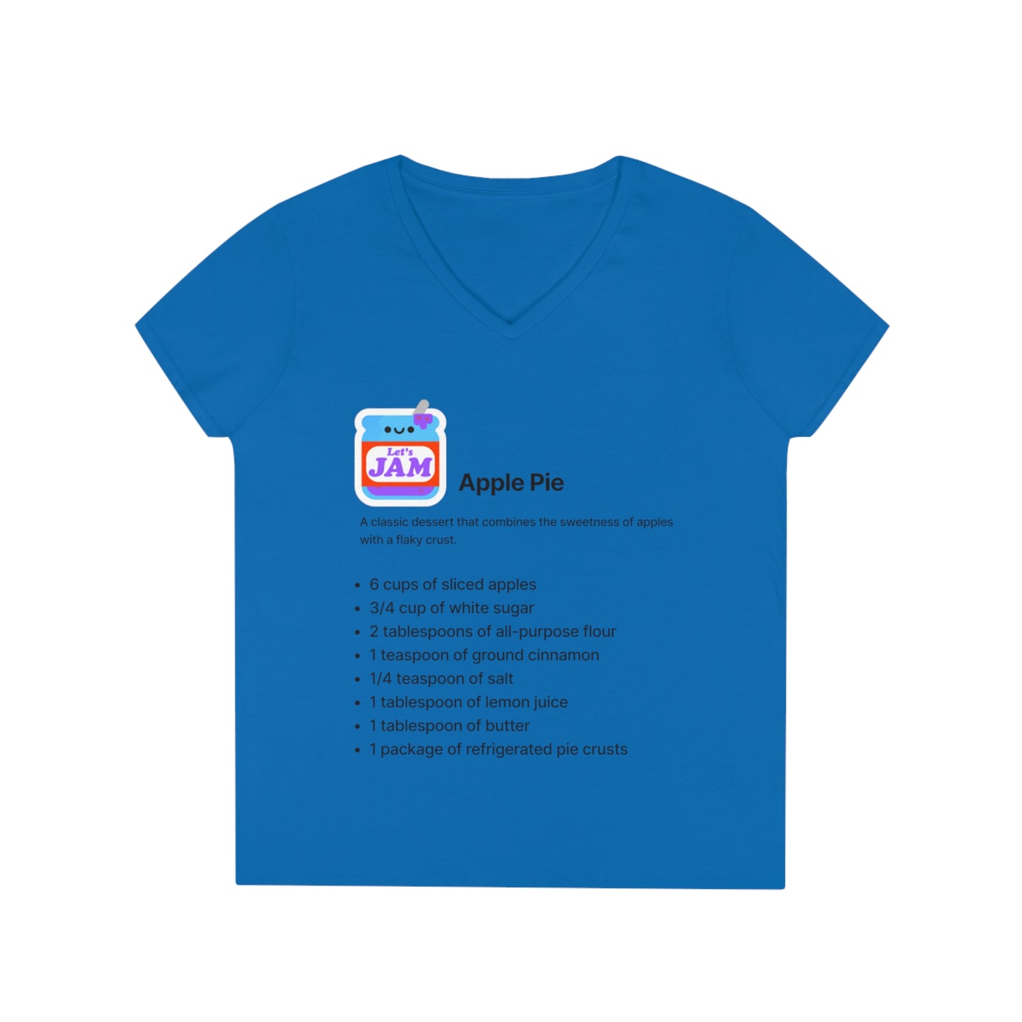 Apple Pie Recipe Top - Ladies' V-Neck T-Shirt