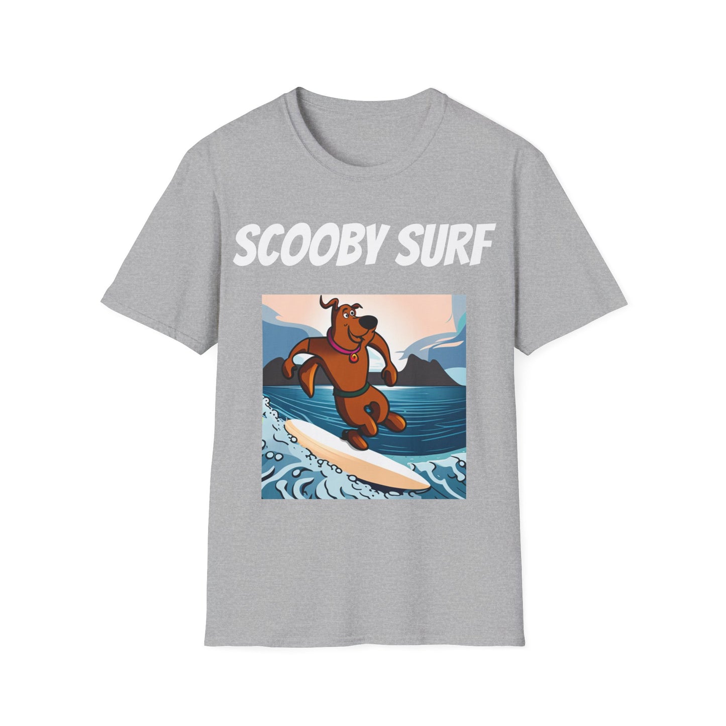 Surfing T-Shirt Scooby Surf - Unisex Softstyle Tee, Perfect for Beach Lovers & Water Sports Enthusiasts, Great Gift Idea