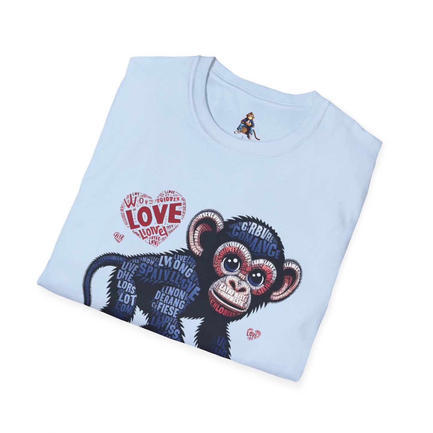 T-Shirt Love Monkey - Cool, Stylish & Trendy Unisex Softstyle Tee for Casual Wear, Perfect Gift for Friends and Family