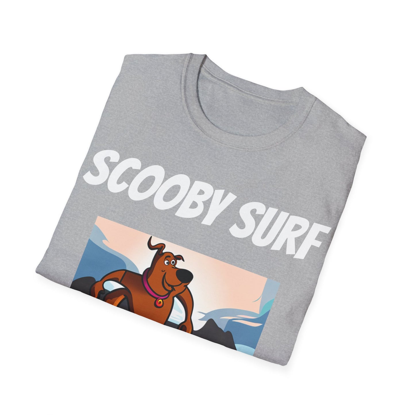 Surfing T-Shirt Scooby Surf - Unisex Softstyle Tee, Perfect for Beach Lovers & Water Sports Enthusiasts, Great Gift Idea