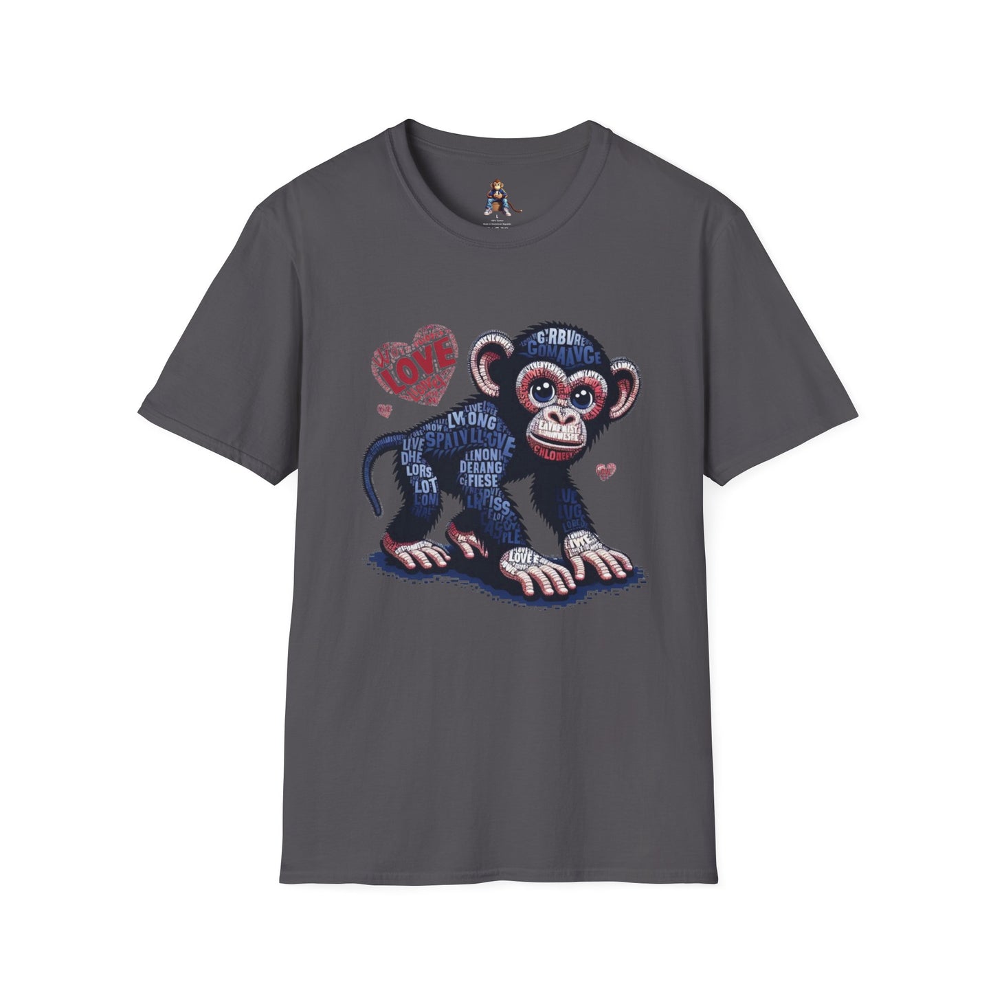 T-Shirt Love Monkey - Cool, Stylish & Trendy Unisex Softstyle Tee for Casual Wear, Perfect Gift for Friends and Family