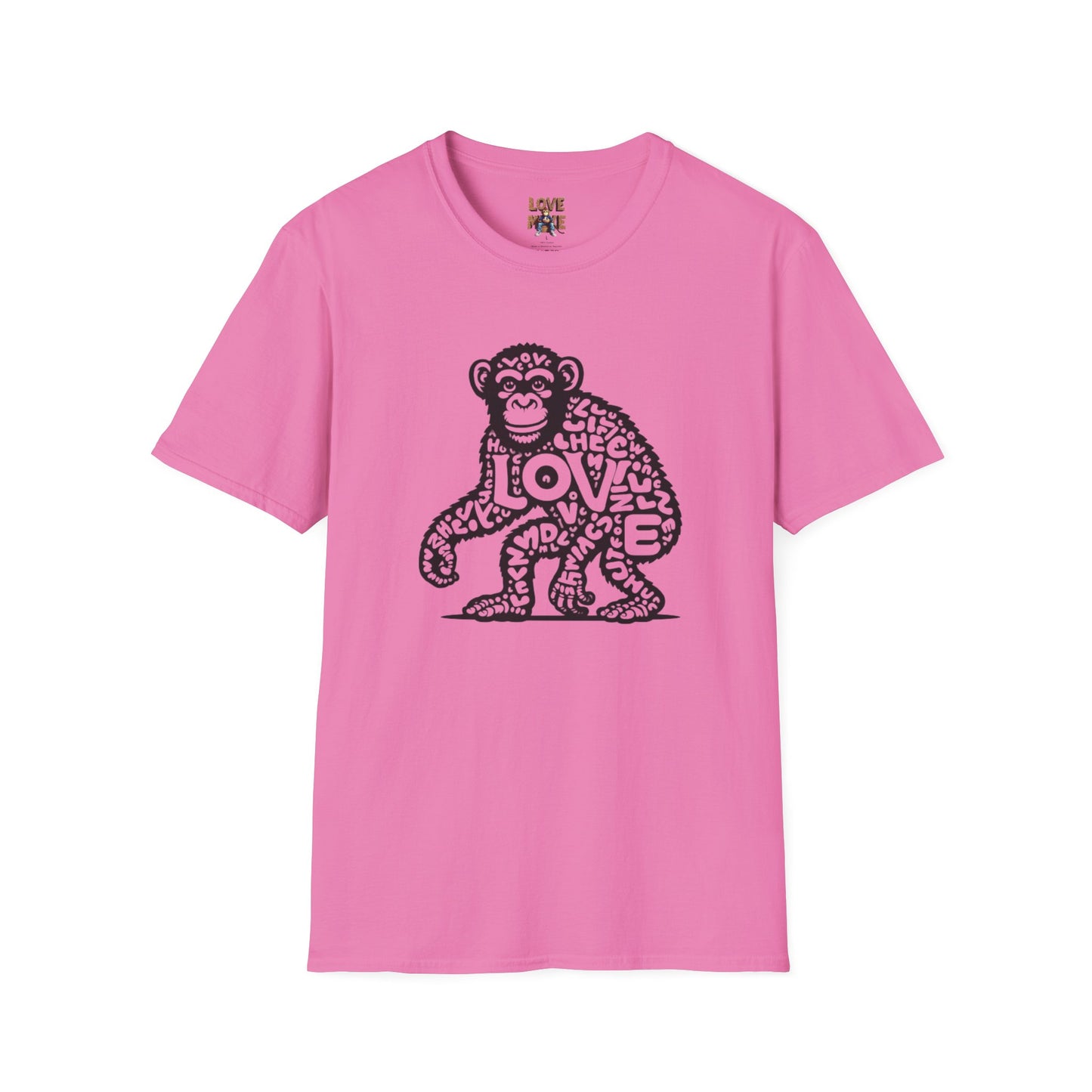 T-shirt with Love Monkey Print, Stylish & Cool Casual Wear, Great for Expressing Personality, Perfect Gift Idea