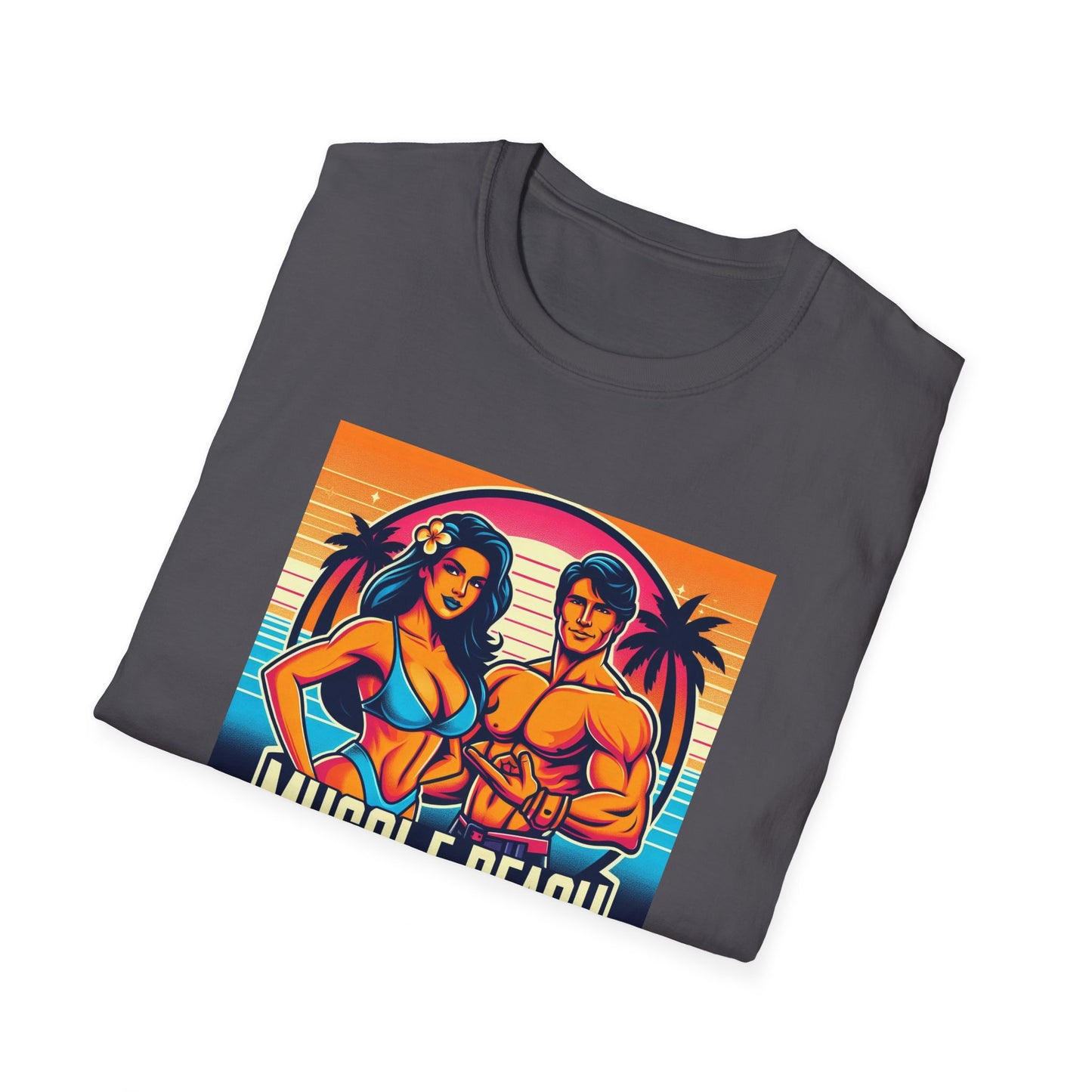 Muscle Beach T-Shirt, Vintage-Inspired Fitness Tee, Perfect for Gym Enthusiasts, Unique Bodybuilding Gift Idea