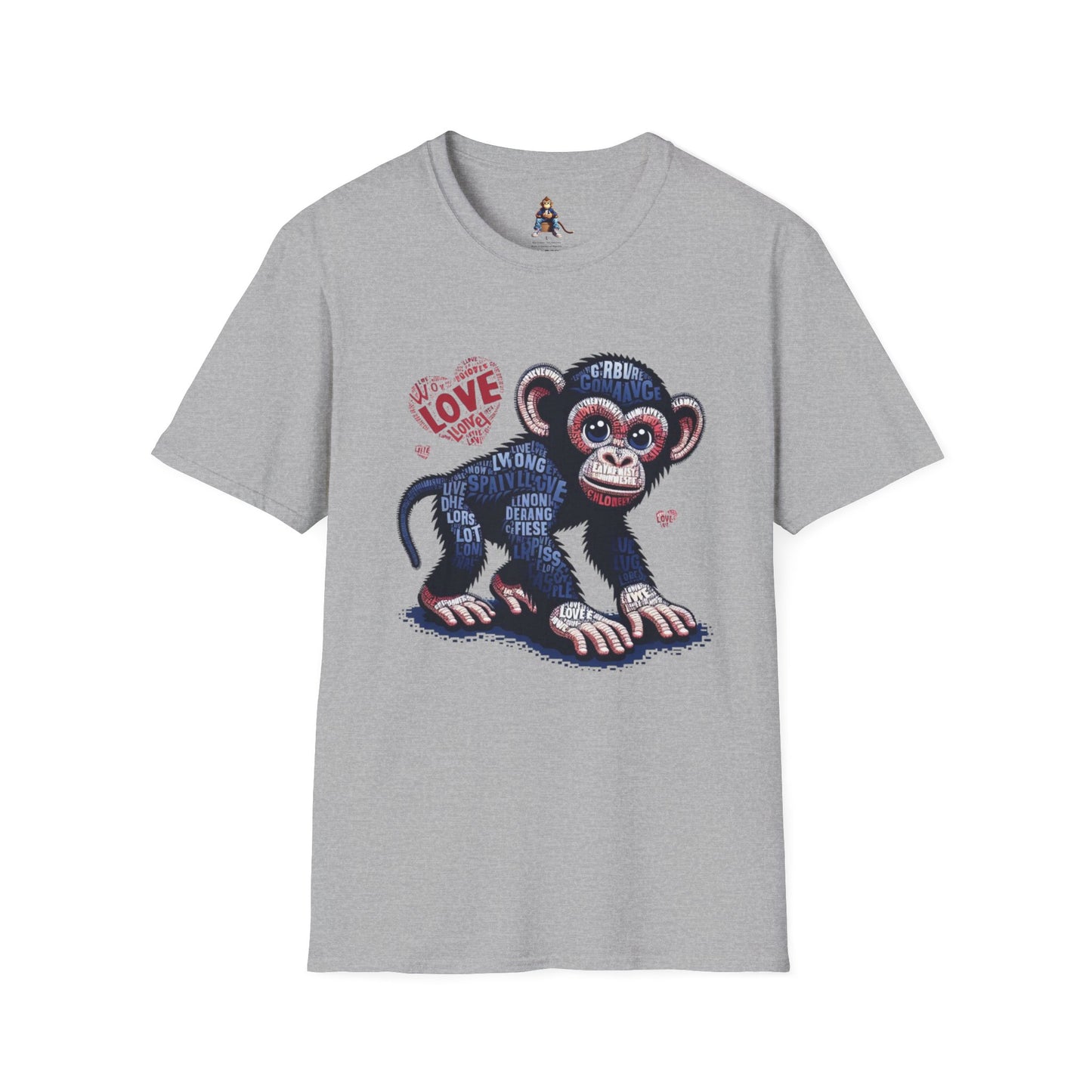 T-Shirt Love Monkey - Cool, Stylish & Trendy Unisex Softstyle Tee for Casual Wear, Perfect Gift for Friends and Family
