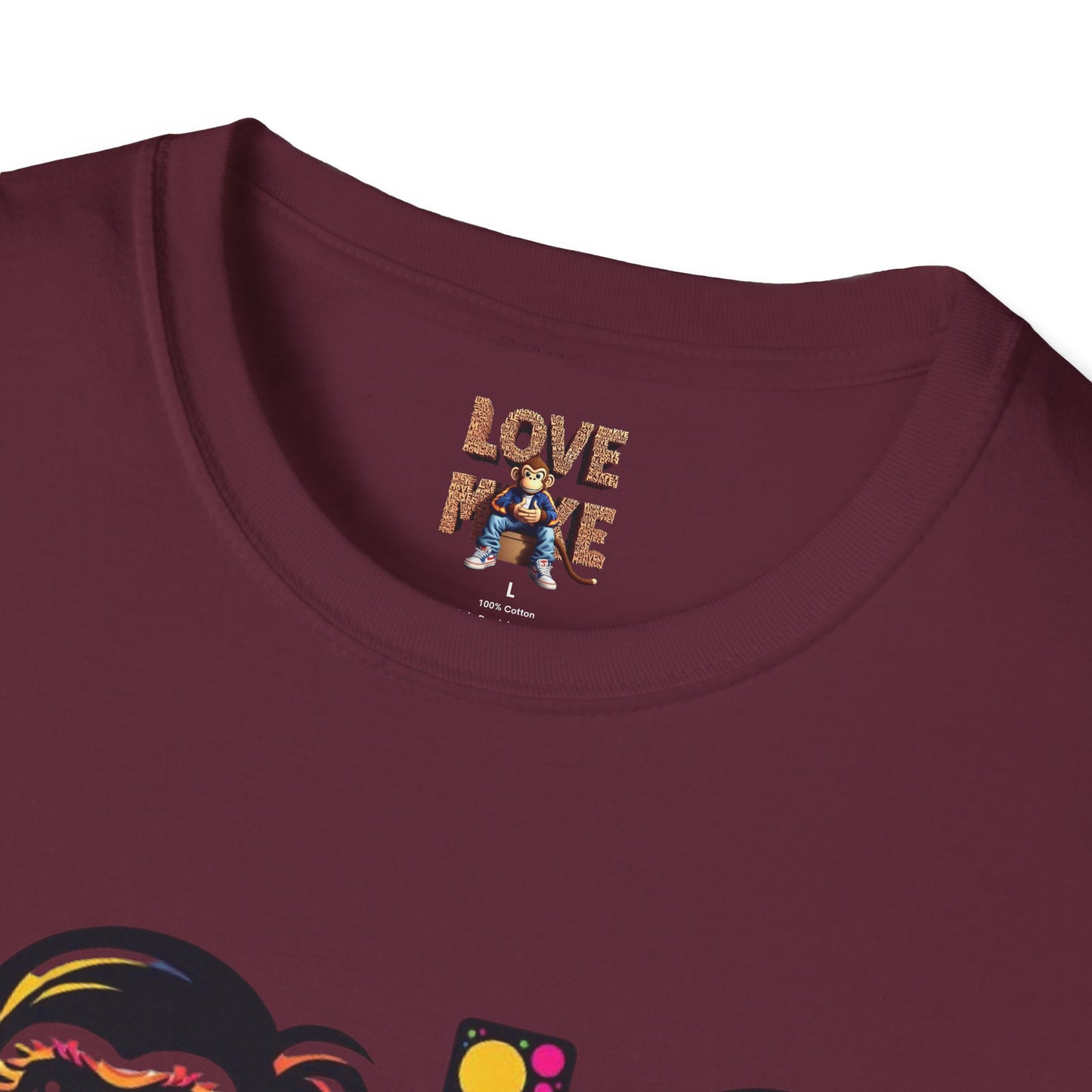T-Shirt Love Monkey - Unisex Softstyle Casual Wear, Fashionable & Unique Gift for Friends, Family, Birthdays and More