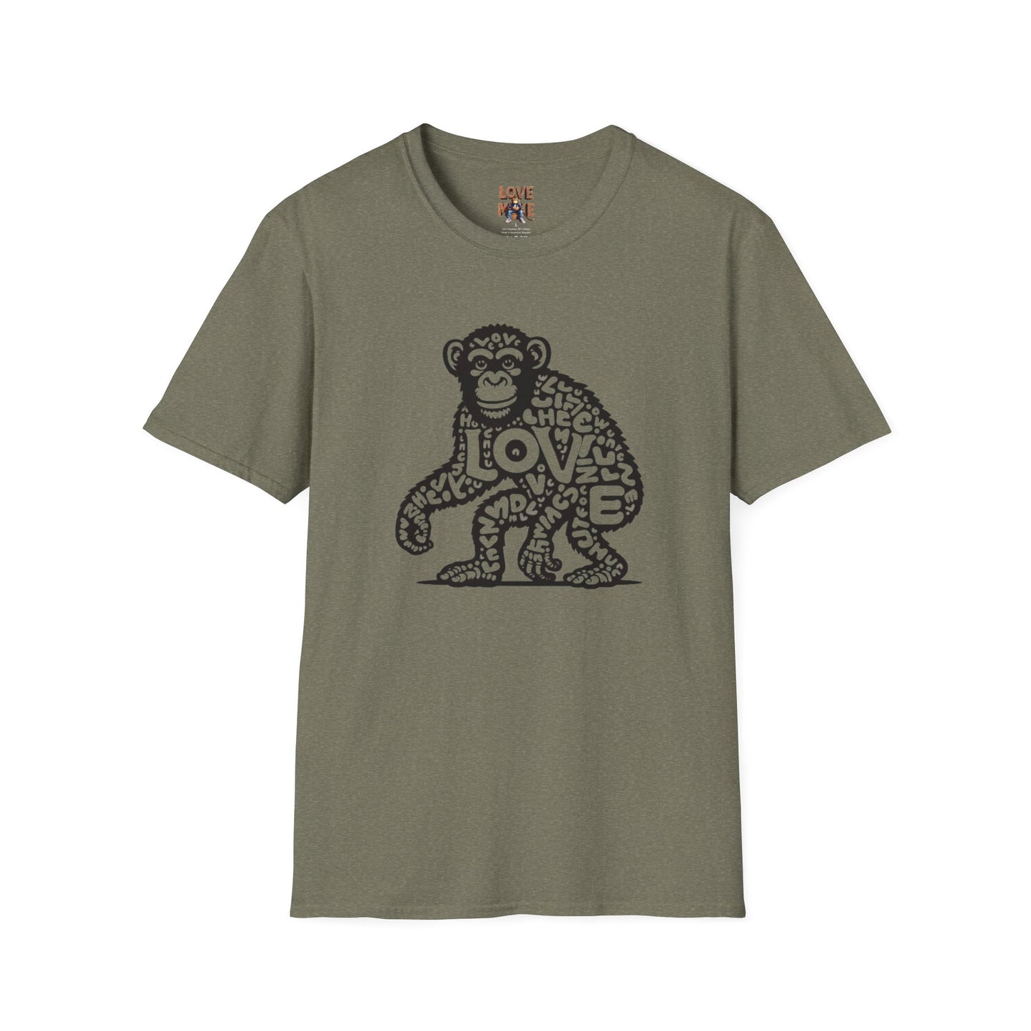 T-shirt with Love Monkey Print, Stylish & Cool Casual Wear, Great for Expressing Personality, Perfect Gift Idea