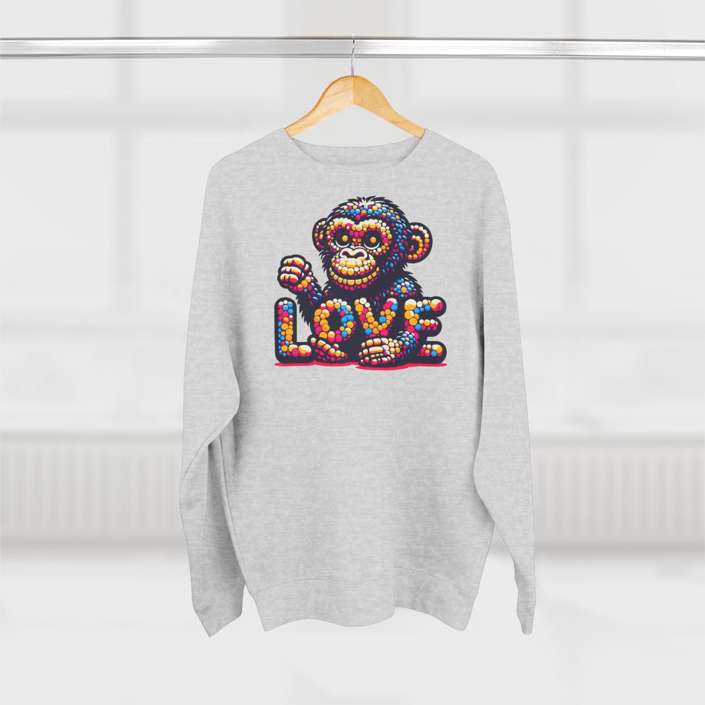 Love Monkey Sweatshirt, Unisex Premium Crewneck, Cozy Casual Wear for Him & Her, Ideal Christmas or Birthday Gift