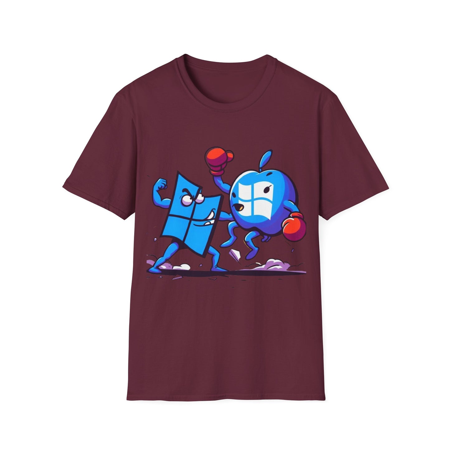 Microsoft Fighting Apple T-Shirt, Geeky Windows vs Mac Tee, Tech Enthusiast Apparel, Unique Gift for Computer Nerds