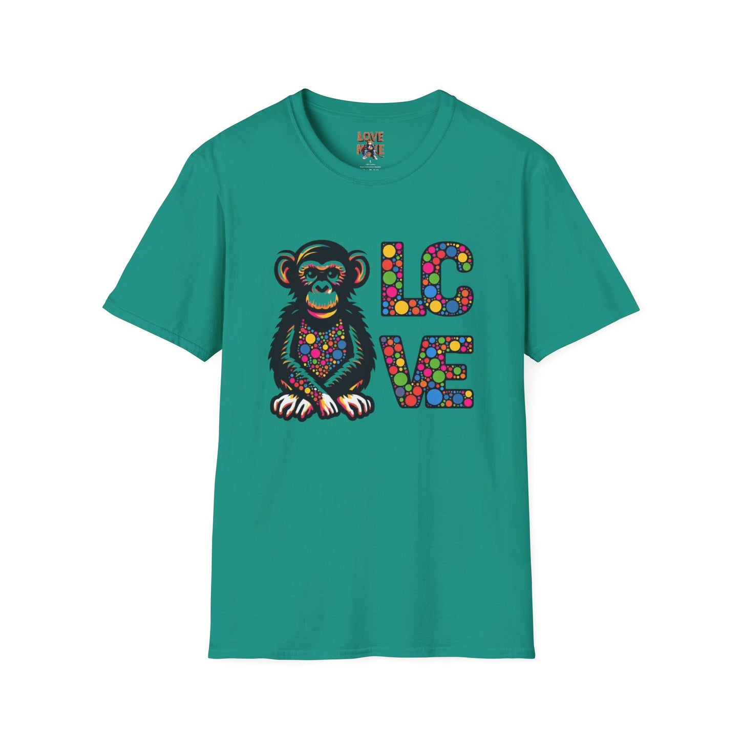 T-Shirt Love Monkey - Unisex Softstyle Casual Wear, Fashionable & Unique Gift for Friends, Family, Birthdays and More