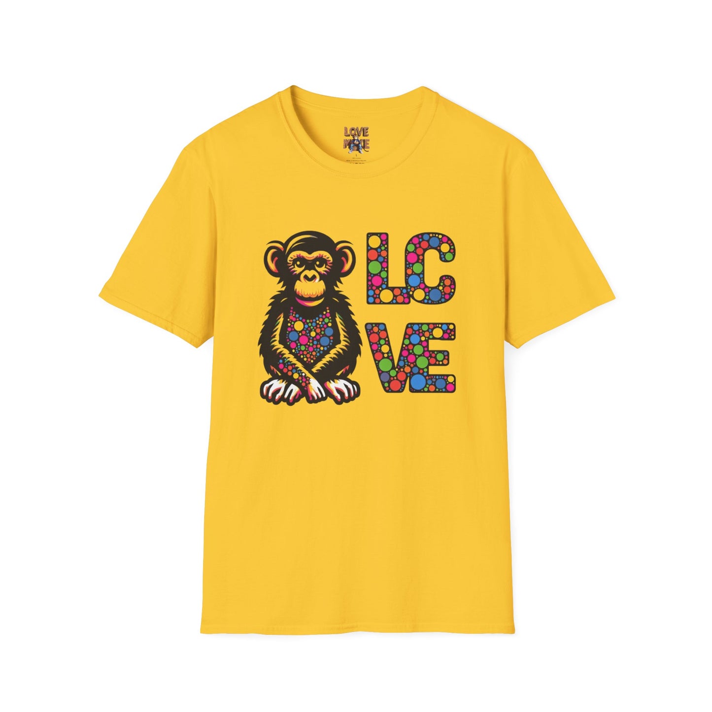 T-Shirt Love Monkey - Unisex Softstyle Casual Wear, Fashionable & Unique Gift for Friends, Family, Birthdays and More