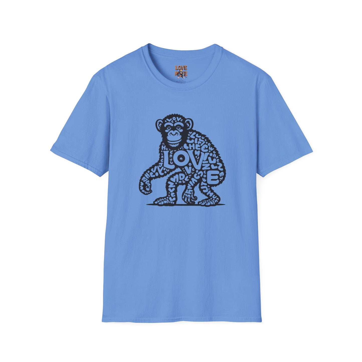 T-shirt with Love Monkey Print, Stylish & Cool Casual Wear, Great for Expressing Personality, Perfect Gift Idea