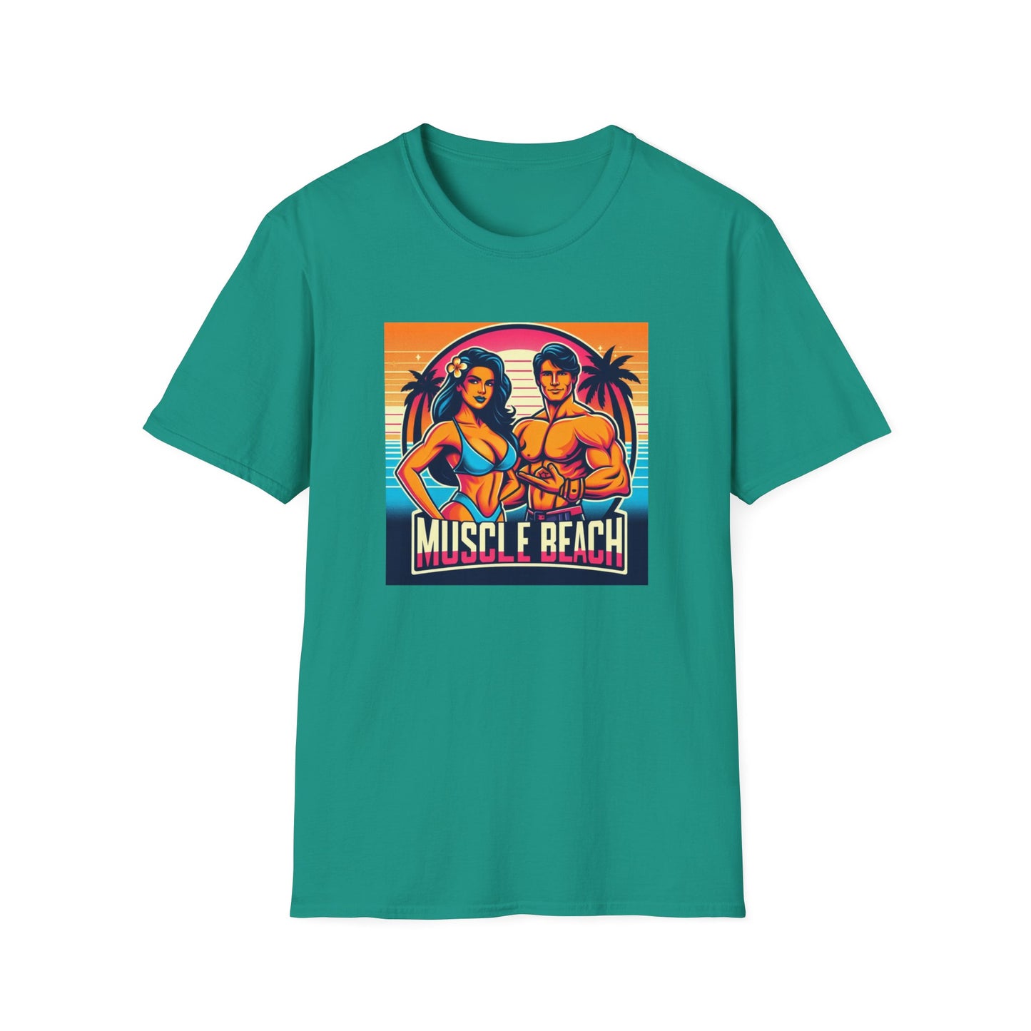 Muscle Beach T-Shirt, Vintage-Inspired Fitness Tee, Perfect for Gym Enthusiasts, Unique Bodybuilding Gift Idea