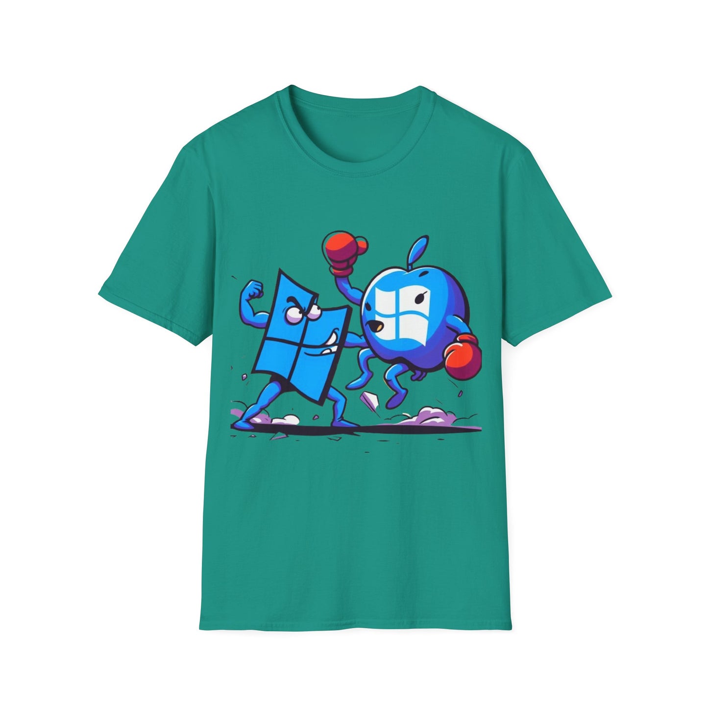 Microsoft Fighting Apple T-Shirt, Geeky Windows vs Mac Tee, Tech Enthusiast Apparel, Unique Gift for Computer Nerds