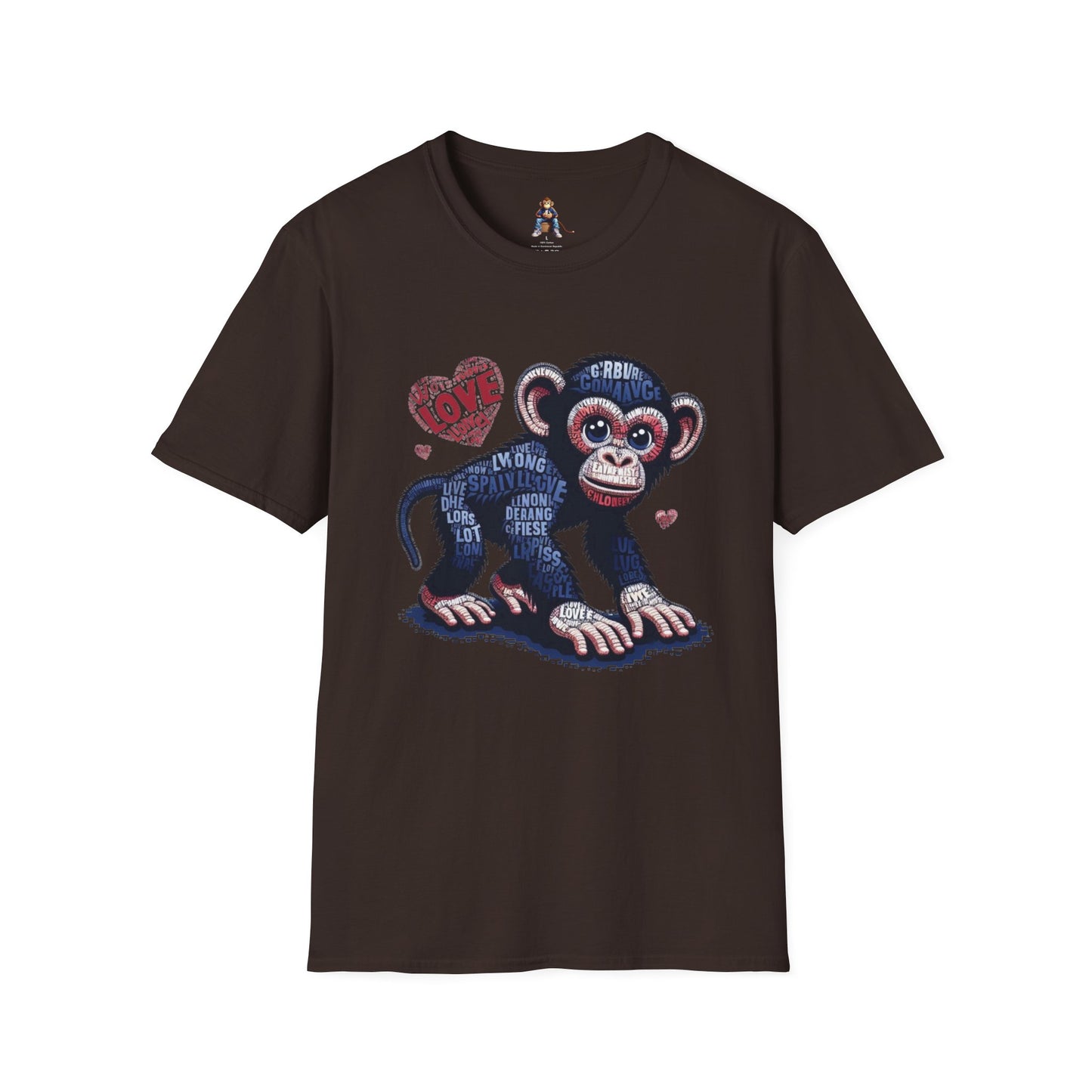 T-Shirt Love Monkey - Cool, Stylish & Trendy Unisex Softstyle Tee for Casual Wear, Perfect Gift for Friends and Family