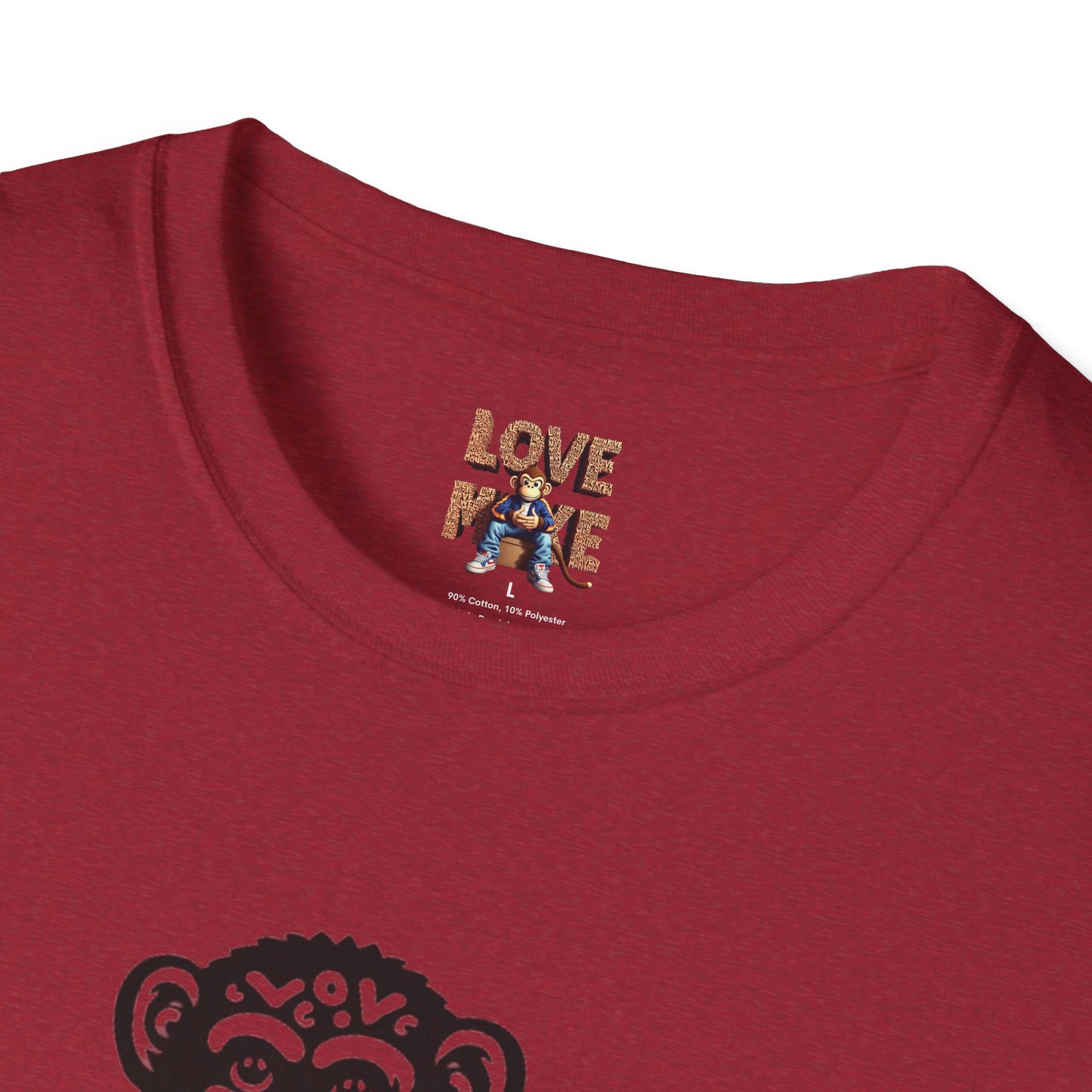 T-shirt with Love Monkey Print, Stylish & Cool Casual Wear, Great for Expressing Personality, Perfect Gift Idea