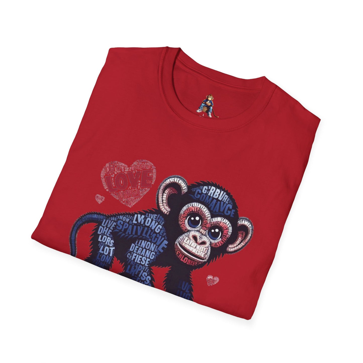T-Shirt Love Monkey - Cool, Stylish & Trendy Unisex Softstyle Tee for Casual Wear, Perfect Gift for Friends and Family
