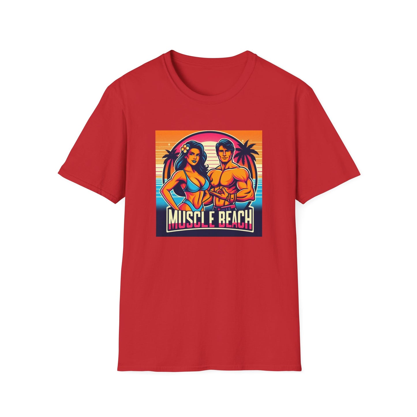 Muscle Beach T-Shirt, Vintage-Inspired Fitness Tee, Perfect for Gym Enthusiasts, Unique Bodybuilding Gift Idea