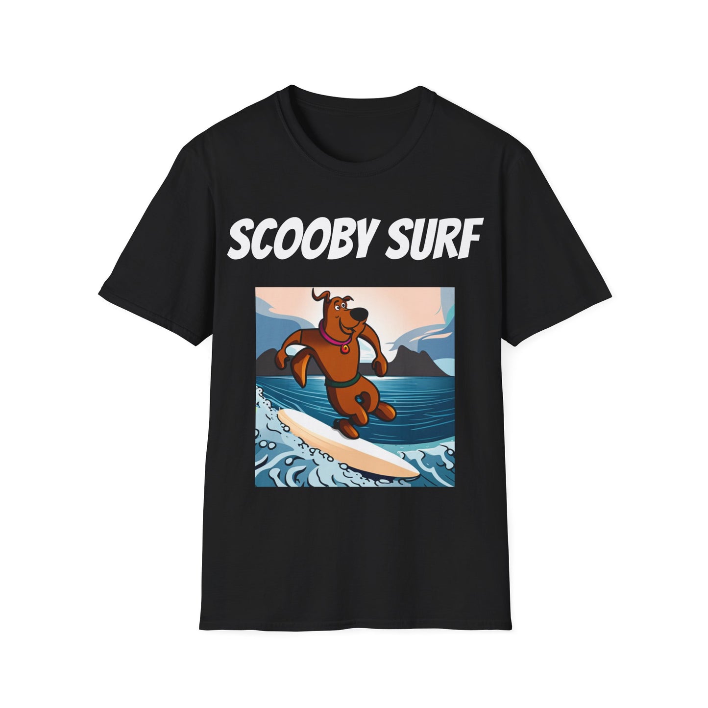 Surfing T-Shirt Scooby Surf - Unisex Softstyle Tee, Perfect for Beach Lovers & Water Sports Enthusiasts, Great Gift Idea