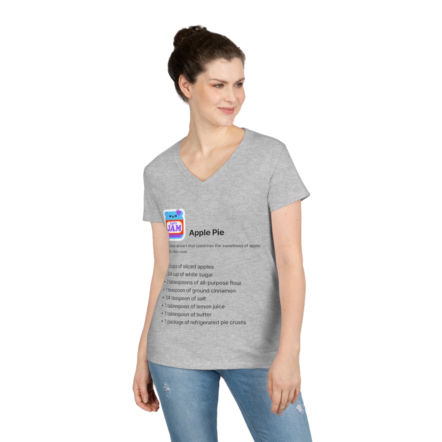 Apple Pie Recipe Top - Ladies' V-Neck T-Shirt