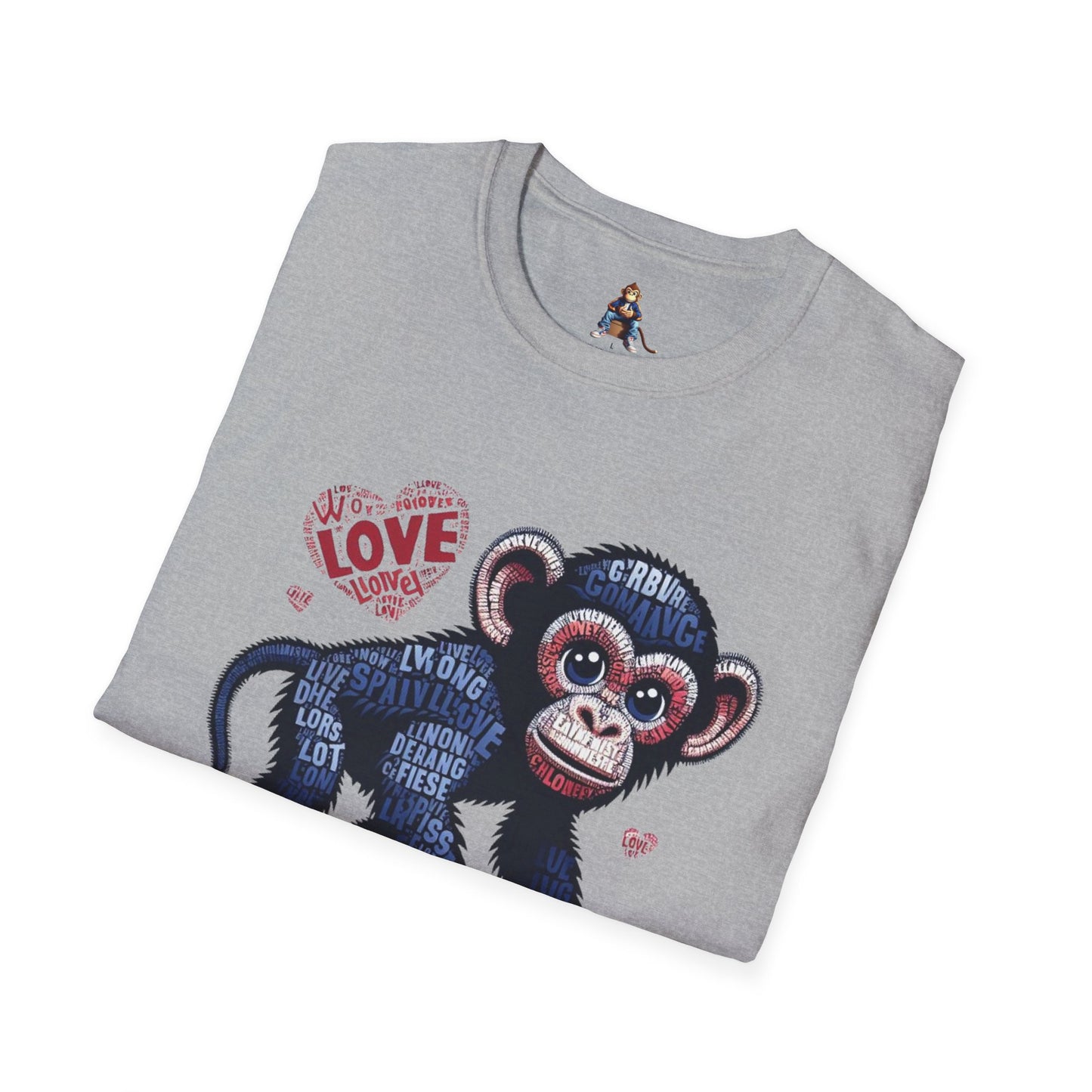 T-Shirt Love Monkey - Cool, Stylish & Trendy Unisex Softstyle Tee for Casual Wear, Perfect Gift for Friends and Family