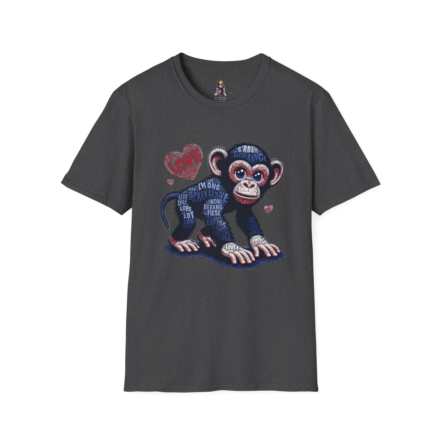 T-Shirt Love Monkey - Cool, Stylish & Trendy Unisex Softstyle Tee for Casual Wear, Perfect Gift for Friends and Family