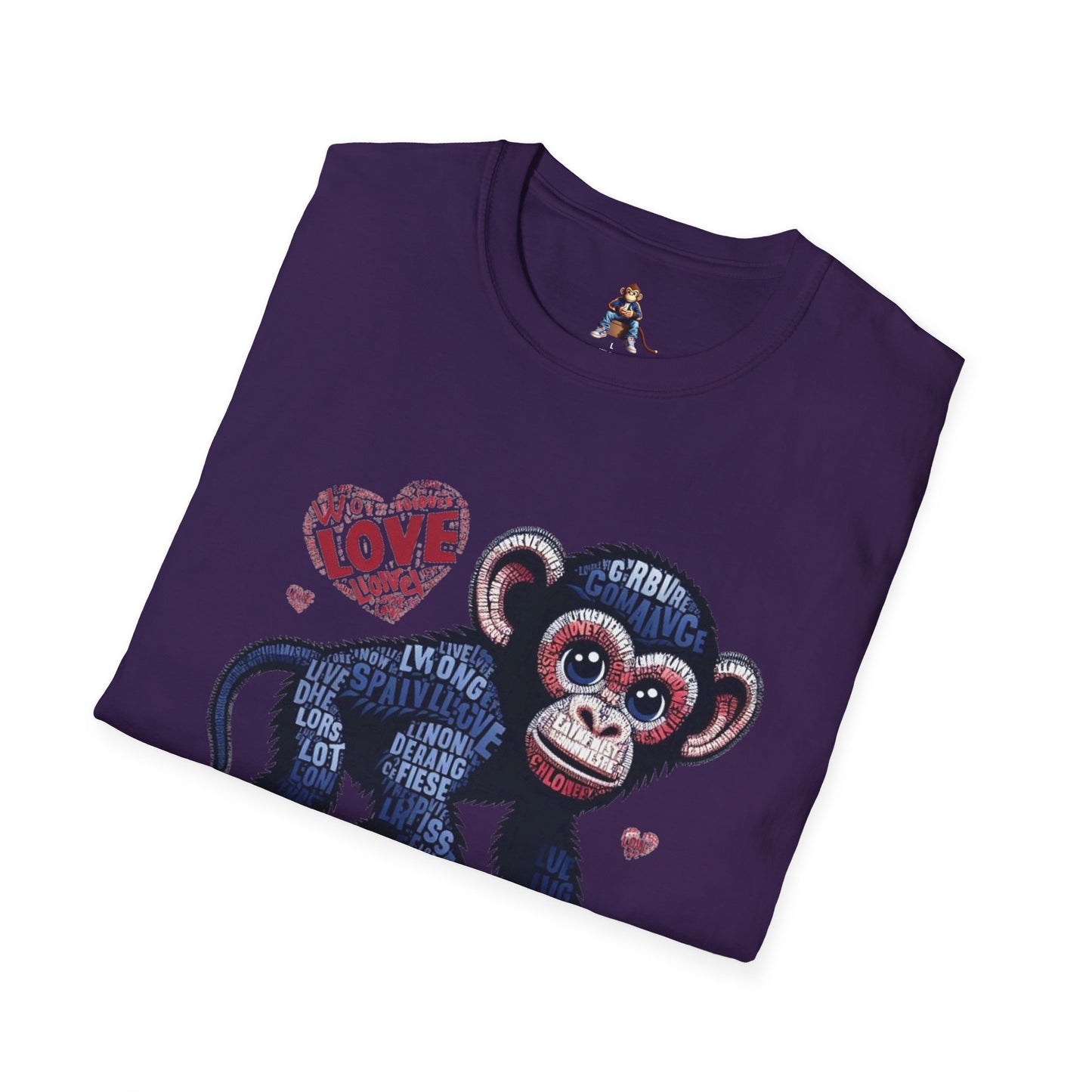 T-Shirt Love Monkey - Cool, Stylish & Trendy Unisex Softstyle Tee for Casual Wear, Perfect Gift for Friends and Family