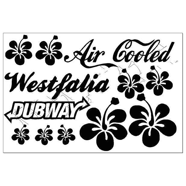 VW Camper / Bug Stickers Decals Hibiscus Air Cooled - VW Sticker Pk 1