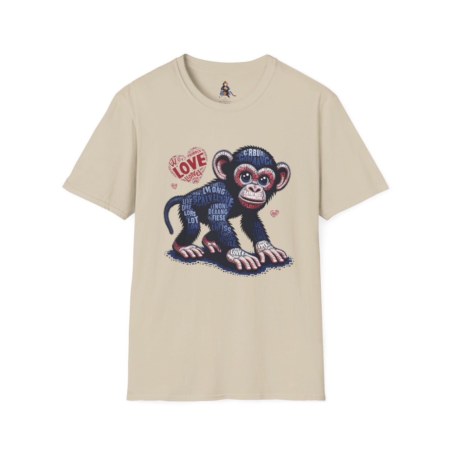 T-Shirt Love Monkey - Cool, Stylish & Trendy Unisex Softstyle Tee for Casual Wear, Perfect Gift for Friends and Family