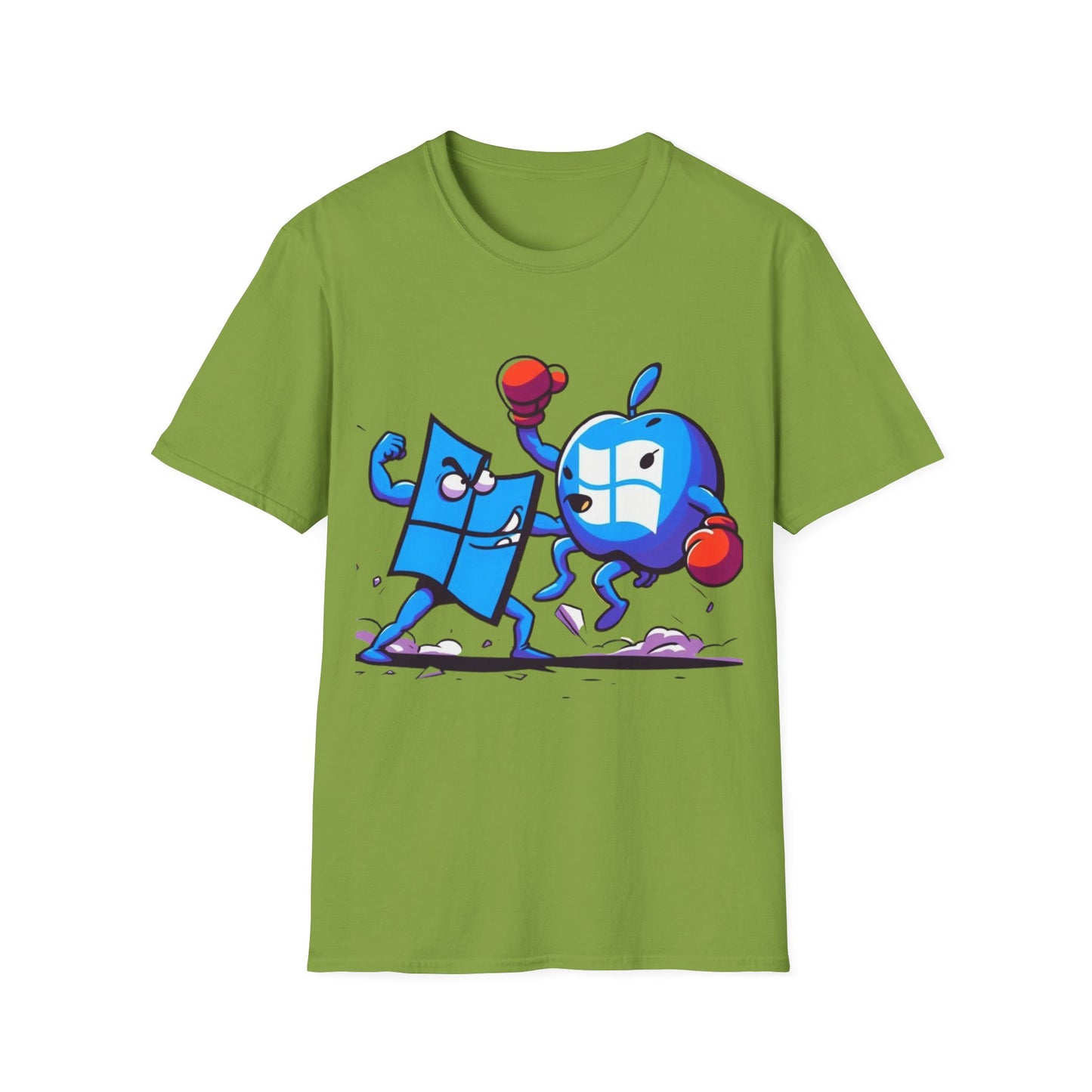 Microsoft Fighting Apple T-Shirt, Geeky Windows vs Mac Tee, Tech Enthusiast Apparel, Unique Gift for Computer Nerds