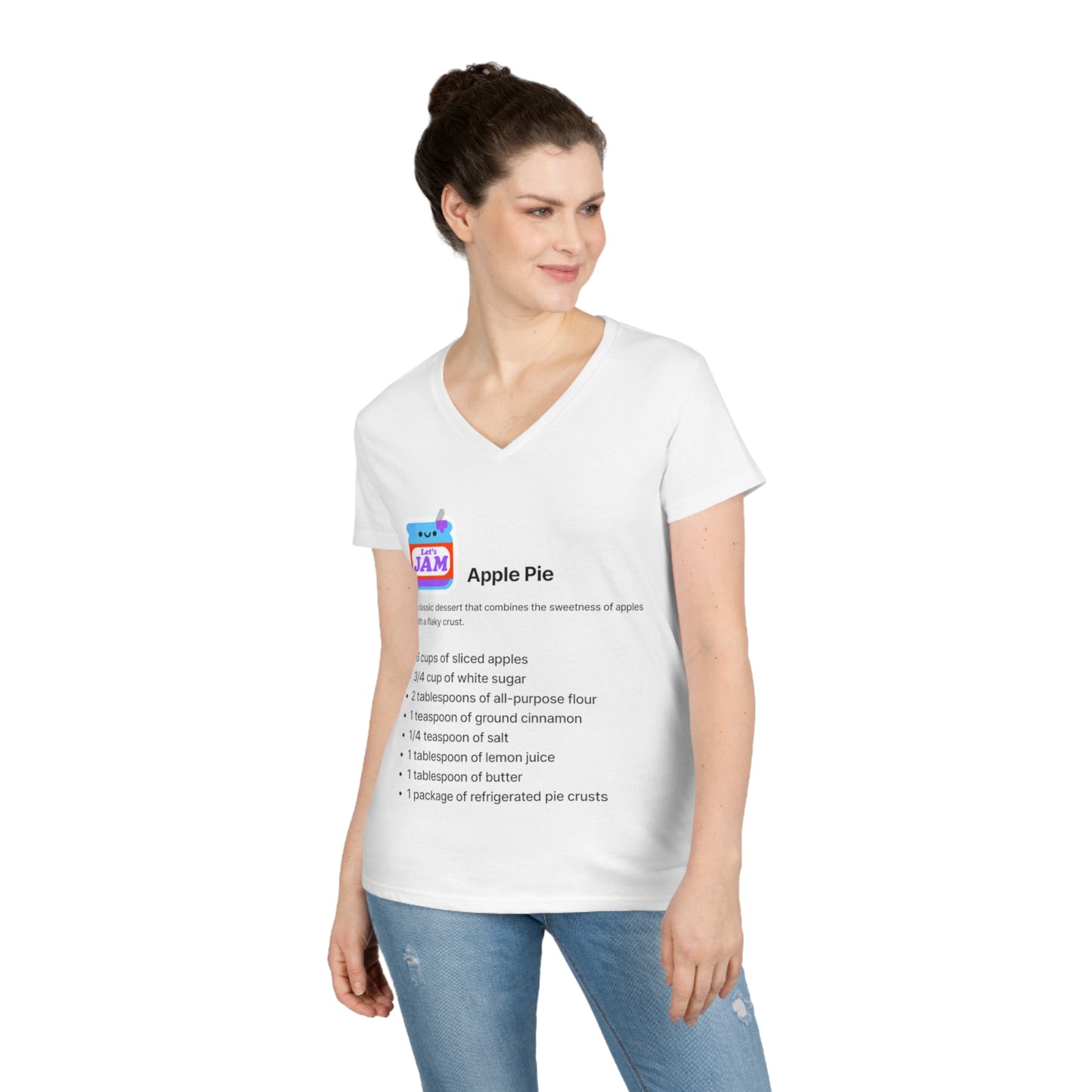 Apple Pie Recipe Top - Ladies' V-Neck T-Shirt