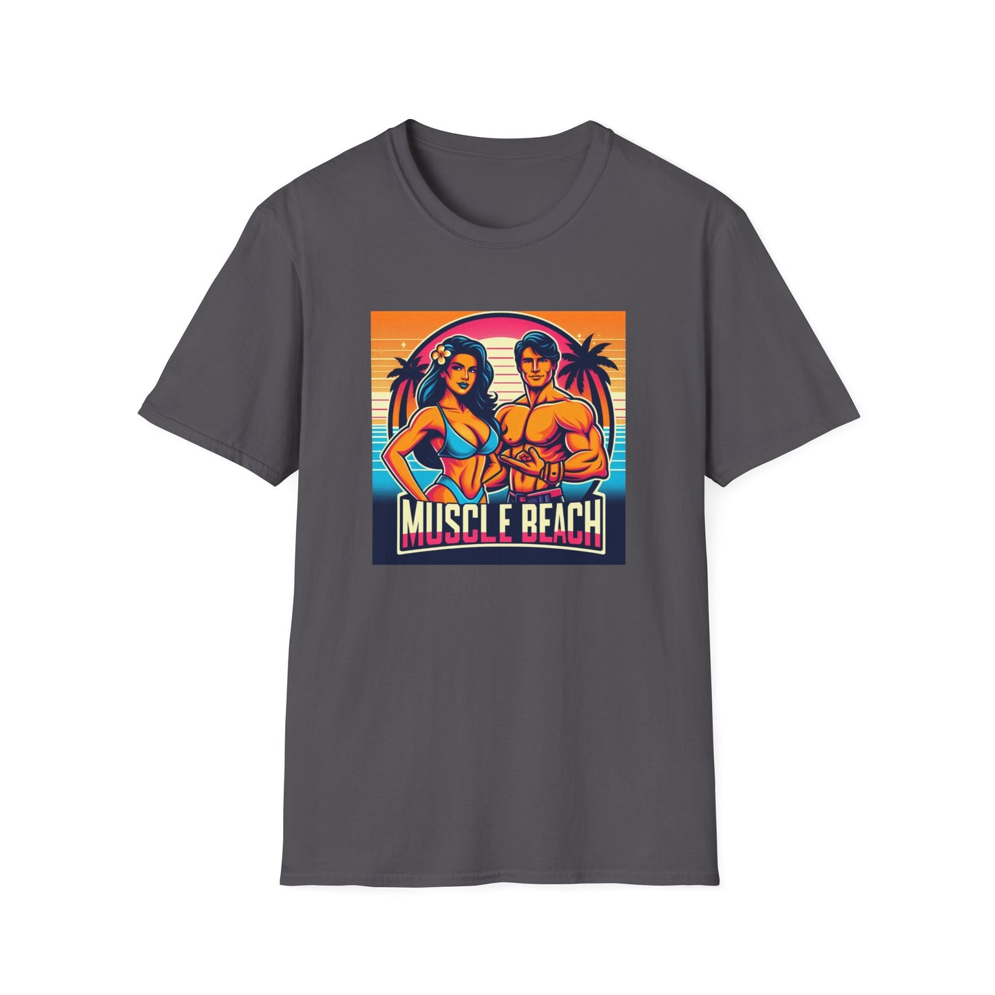 Muscle Beach T-Shirt, Vintage-Inspired Fitness Tee, Perfect for Gym Enthusiasts, Unique Bodybuilding Gift Idea