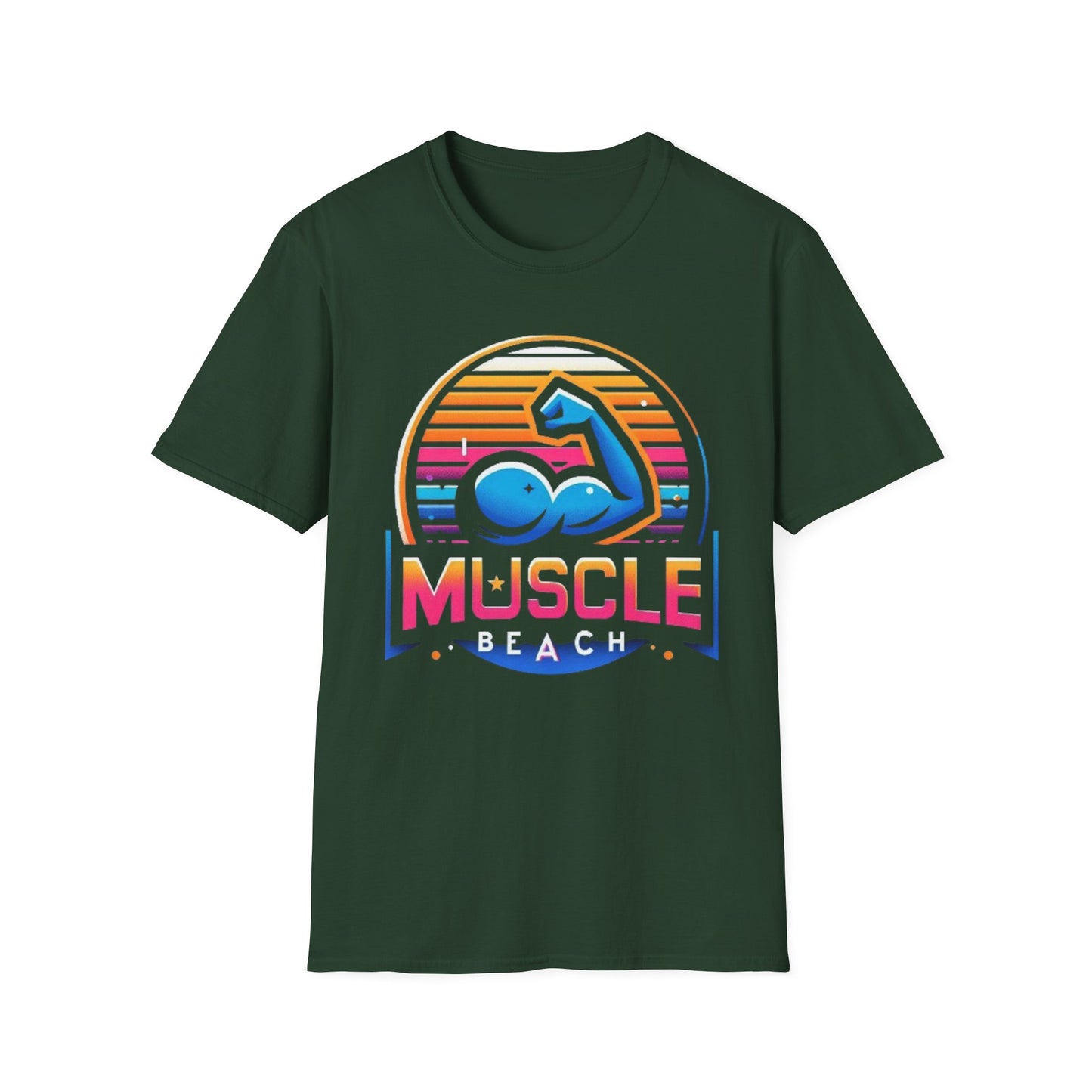 Muscle Beach T-Shirt, Vintage-Inspired Fitness Tee, Perfect for Gym Enthusiasts, Unique Bodybuilding Gift Idea