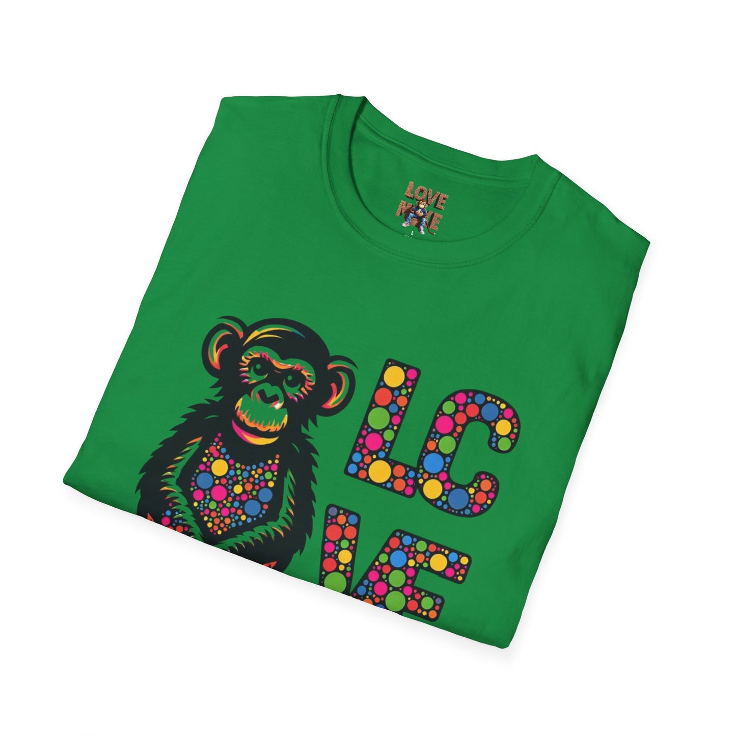 T-Shirt Love Monkey - Unisex Softstyle Casual Wear, Fashionable & Unique Gift for Friends, Family, Birthdays and More