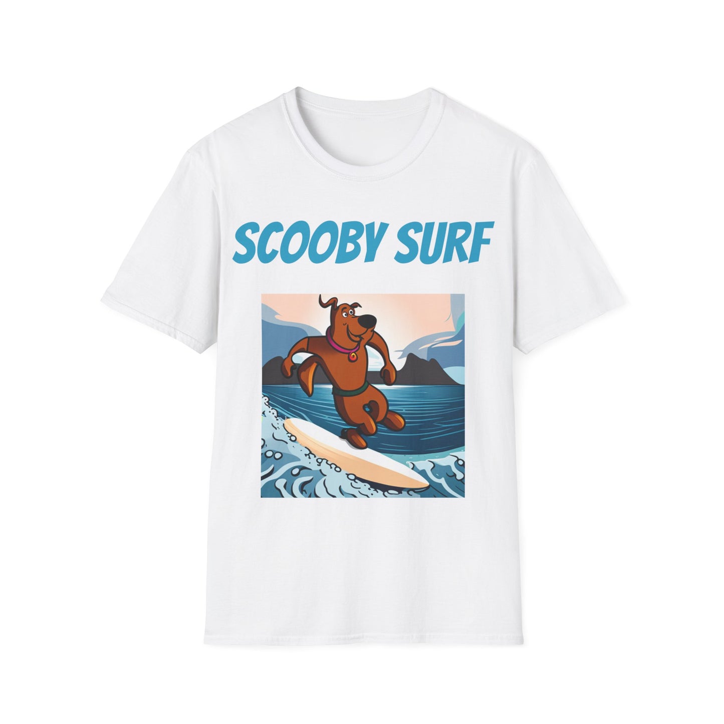 Surfing T-Shirt Scooby Surf - Unisex Softstyle Tee, Perfect for Beach Lovers & Water Sports Enthusiasts, Great Gift Idea