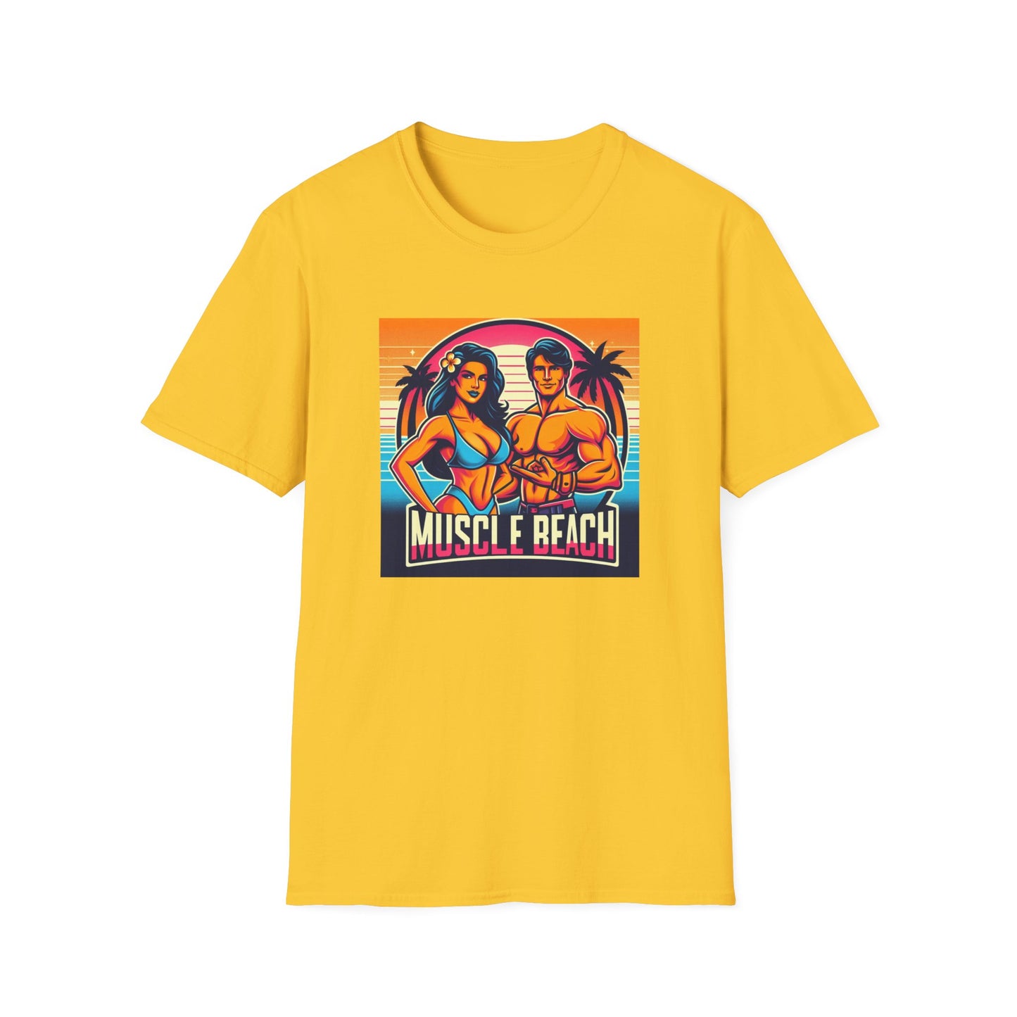 Muscle Beach T-Shirt, Vintage-Inspired Fitness Tee, Perfect for Gym Enthusiasts, Unique Bodybuilding Gift Idea