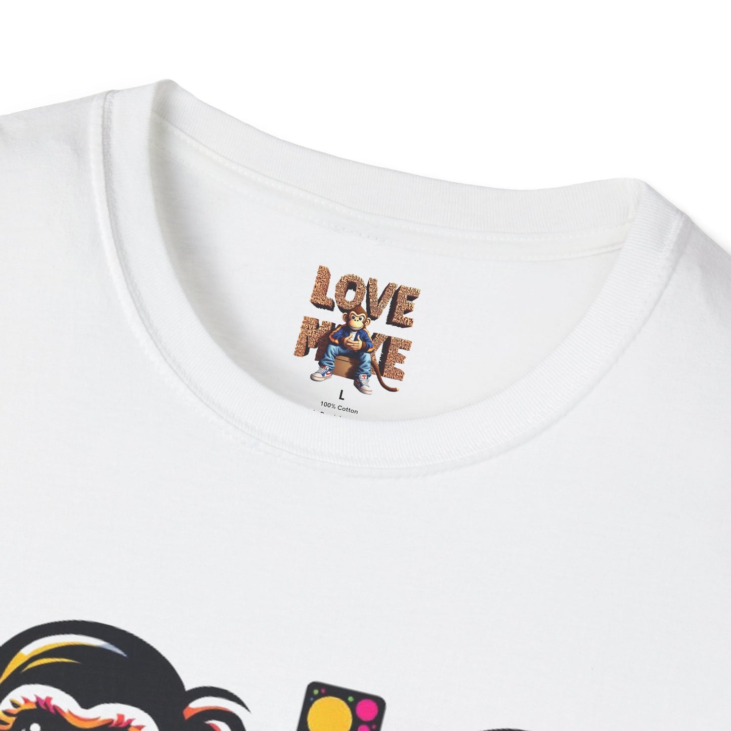 T-Shirt Love Monkey - Unisex Softstyle Casual Wear, Fashionable & Unique Gift for Friends, Family, Birthdays and More