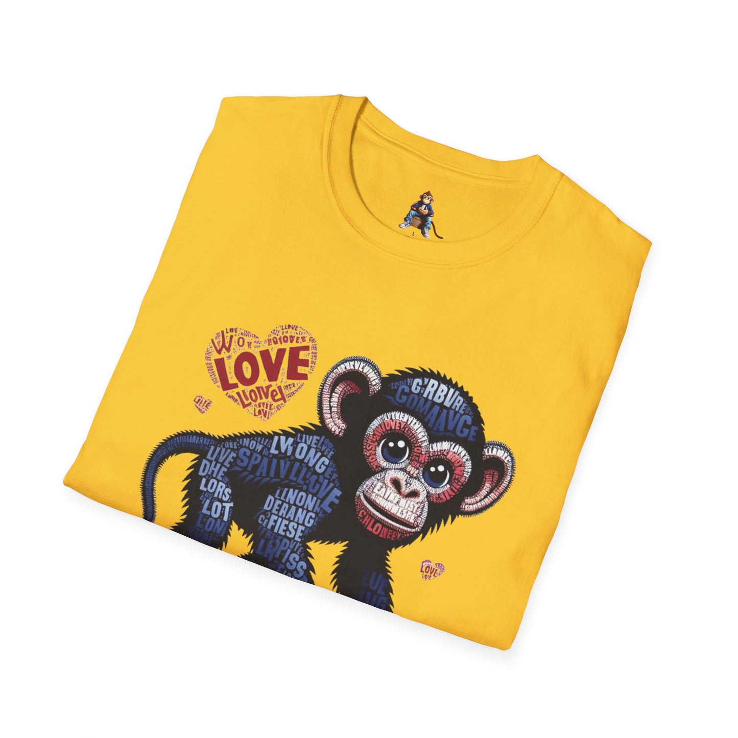 T-Shirt Love Monkey - Cool, Stylish & Trendy Unisex Softstyle Tee for Casual Wear, Perfect Gift for Friends and Family