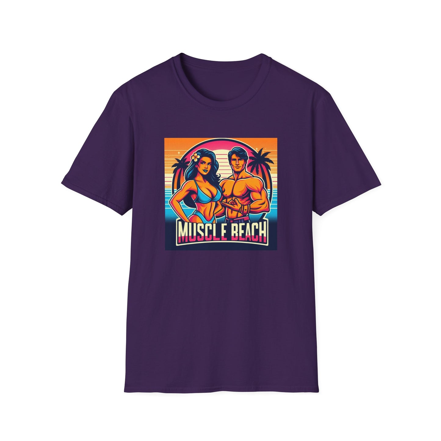 Muscle Beach T-Shirt, Vintage-Inspired Fitness Tee, Perfect for Gym Enthusiasts, Unique Bodybuilding Gift Idea