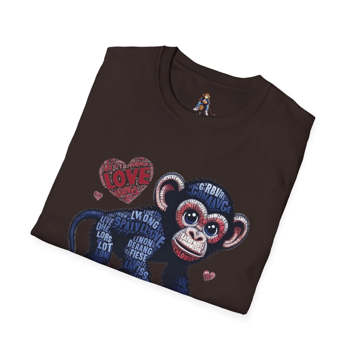 T-Shirt Love Monkey - Cool, Stylish & Trendy Unisex Softstyle Tee for Casual Wear, Perfect Gift for Friends and Family