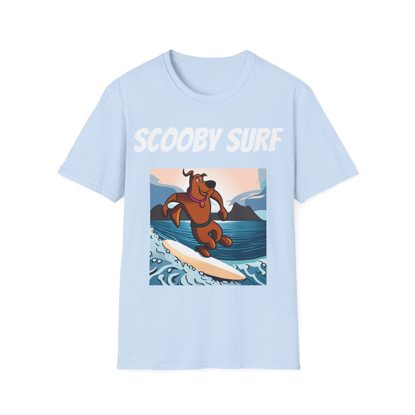 Surfing T-Shirt Scooby Surf - Unisex Softstyle Tee, Perfect for Beach Lovers & Water Sports Enthusiasts, Great Gift Idea