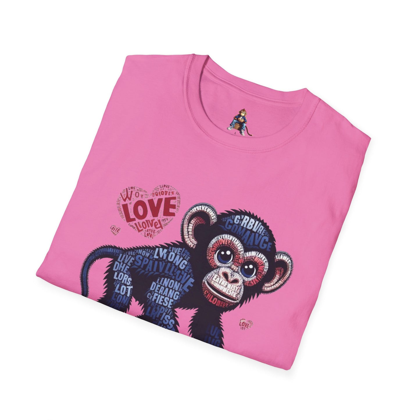 T-Shirt Love Monkey - Cool, Stylish & Trendy Unisex Softstyle Tee for Casual Wear, Perfect Gift for Friends and Family