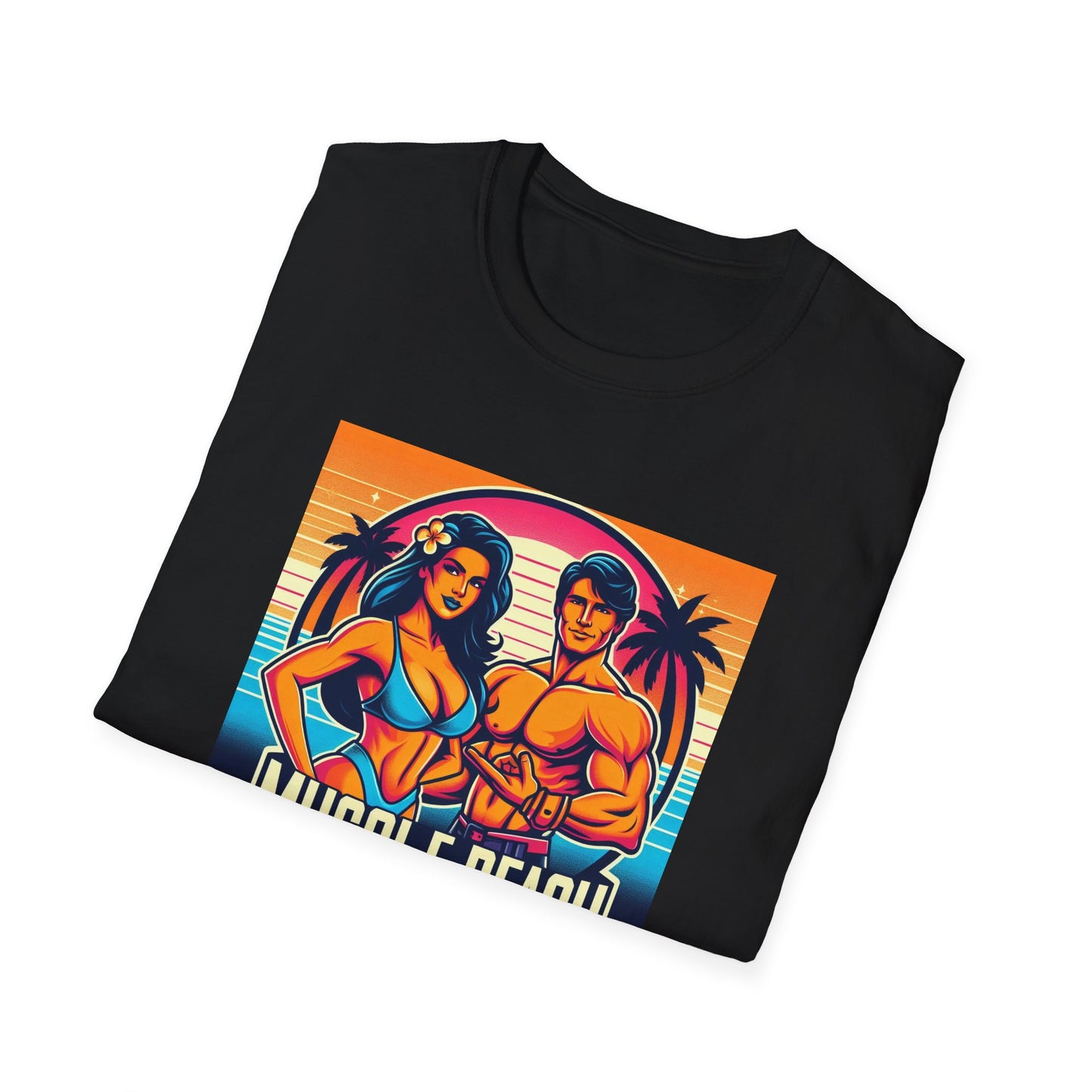 Muscle Beach T-Shirt, Vintage-Inspired Fitness Tee, Perfect for Gym Enthusiasts, Unique Bodybuilding Gift Idea