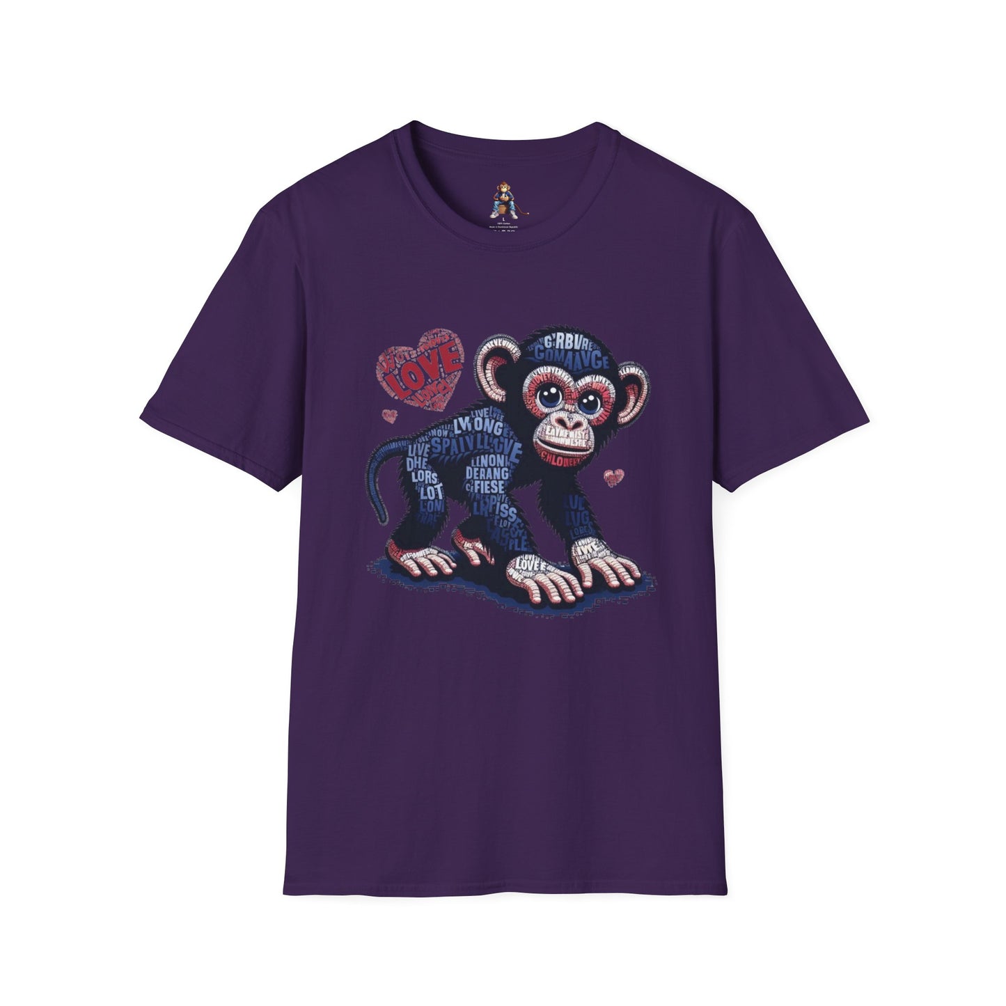 T-Shirt Love Monkey - Cool, Stylish & Trendy Unisex Softstyle Tee for Casual Wear, Perfect Gift for Friends and Family