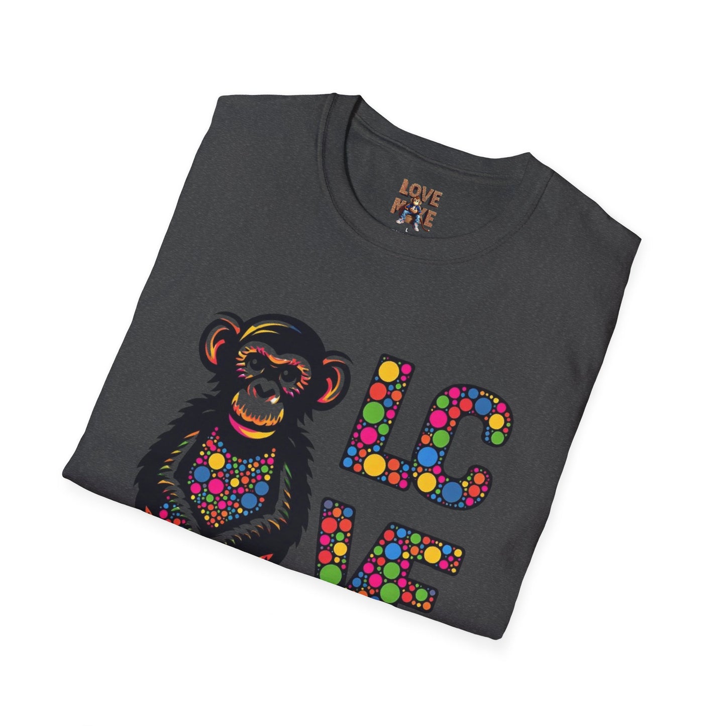 T-Shirt Love Monkey - Unisex Softstyle Casual Wear, Fashionable & Unique Gift for Friends, Family, Birthdays and More