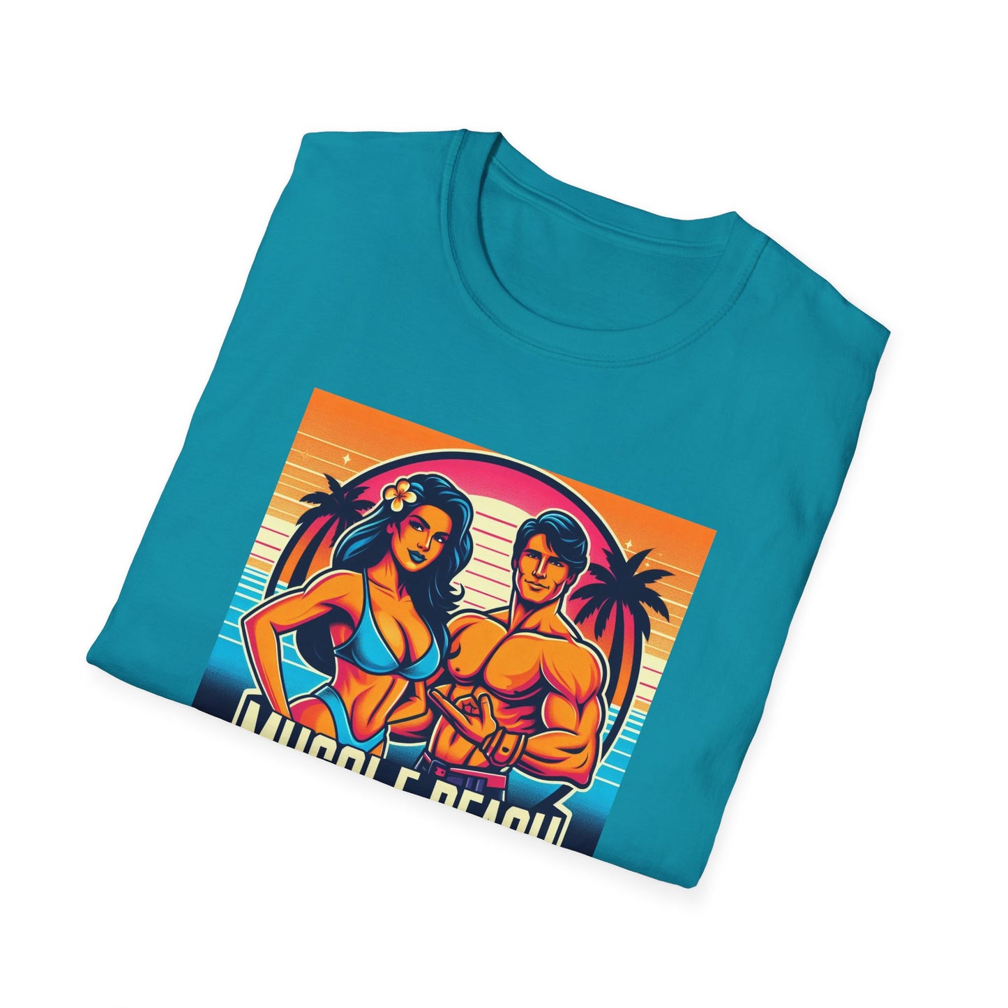 Muscle Beach T-Shirt, Vintage-Inspired Fitness Tee, Perfect for Gym Enthusiasts, Unique Bodybuilding Gift Idea