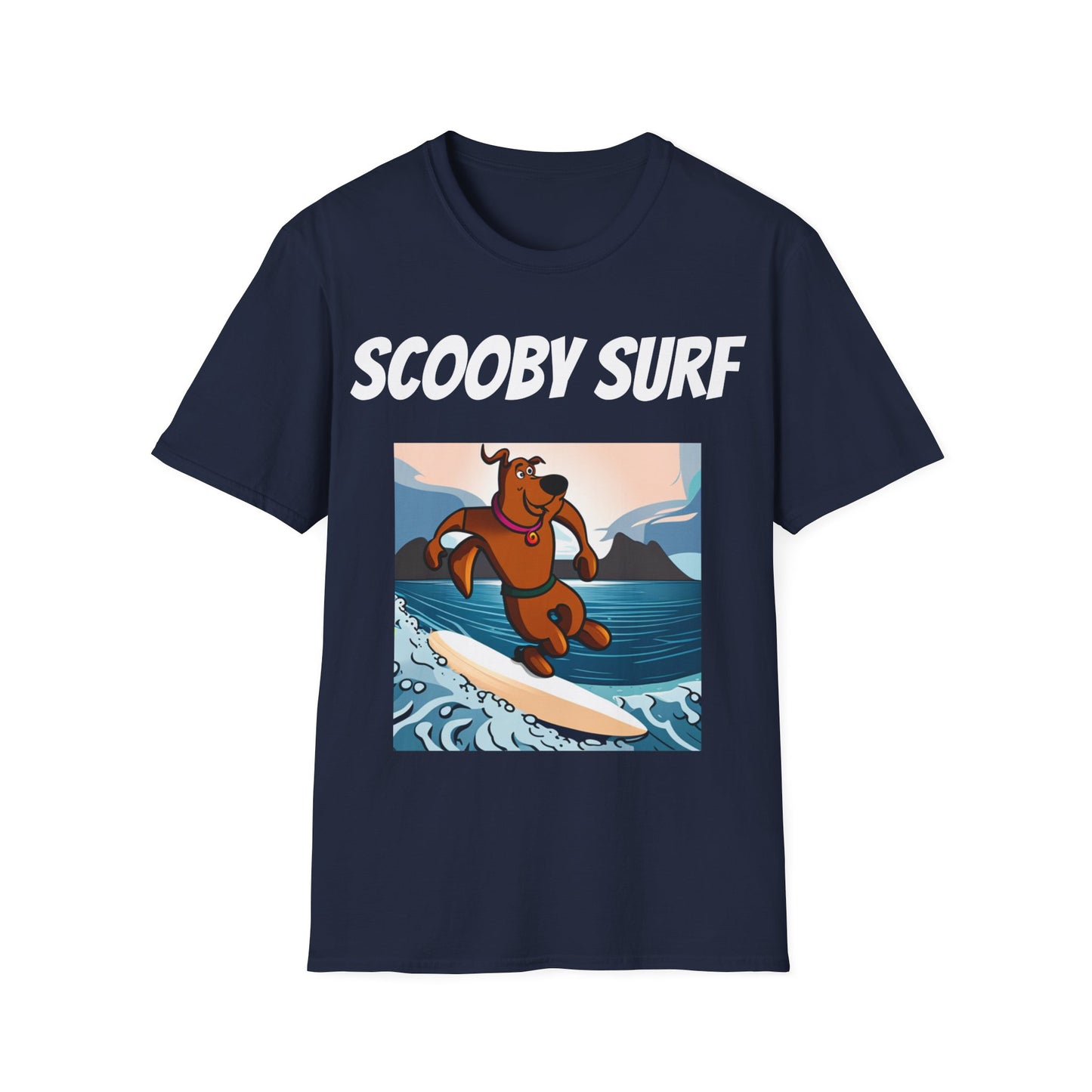 Surfing T-Shirt Scooby Surf - Unisex Softstyle Tee, Perfect for Beach Lovers & Water Sports Enthusiasts, Great Gift Idea