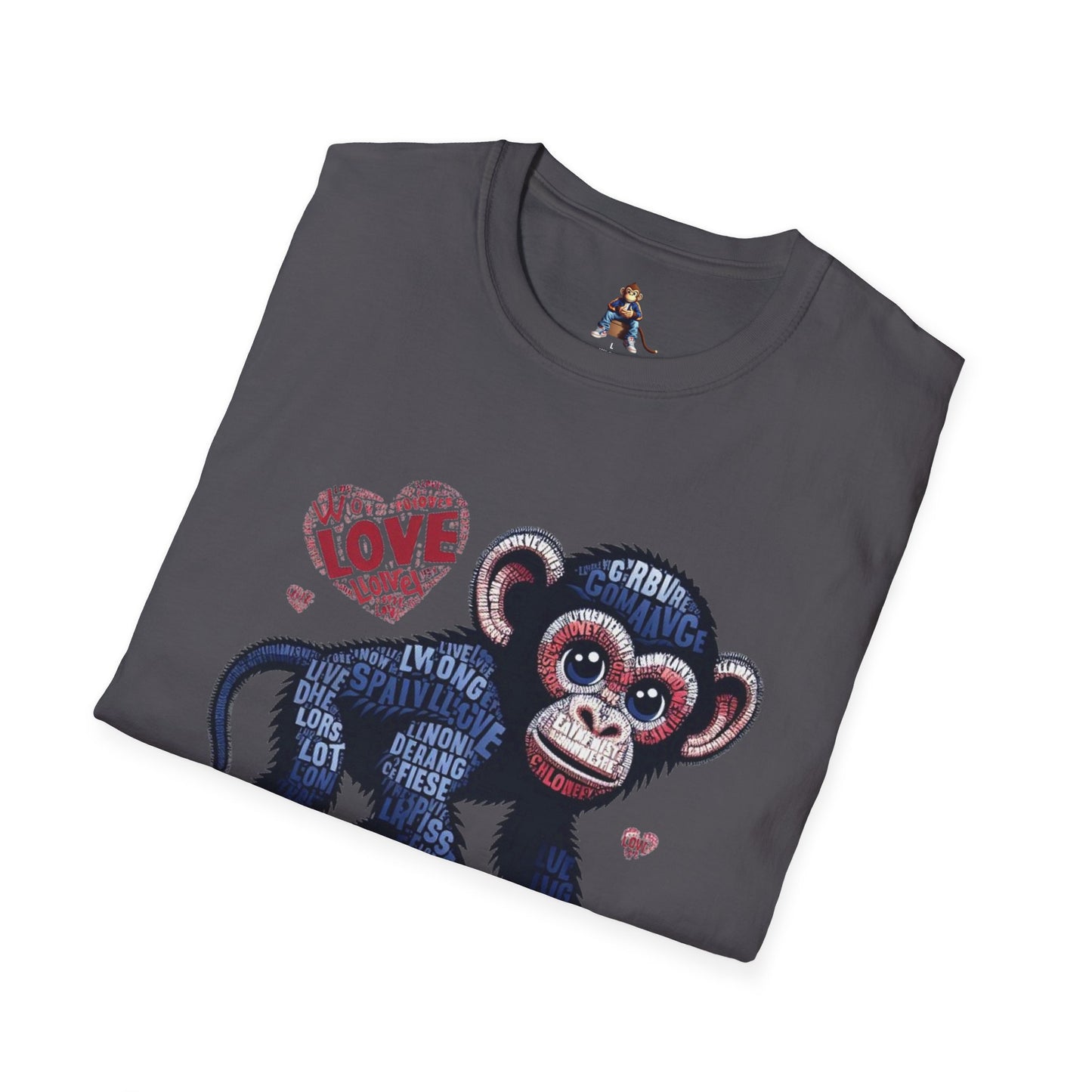 T-Shirt Love Monkey - Cool, Stylish & Trendy Unisex Softstyle Tee for Casual Wear, Perfect Gift for Friends and Family