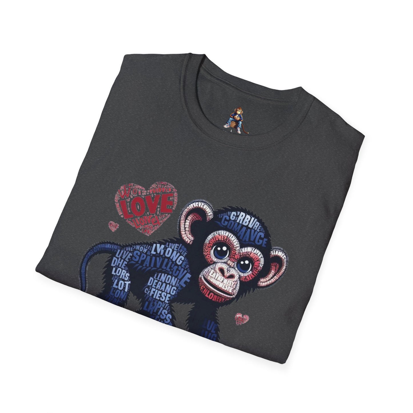 T-Shirt Love Monkey - Cool, Stylish & Trendy Unisex Softstyle Tee for Casual Wear, Perfect Gift for Friends and Family